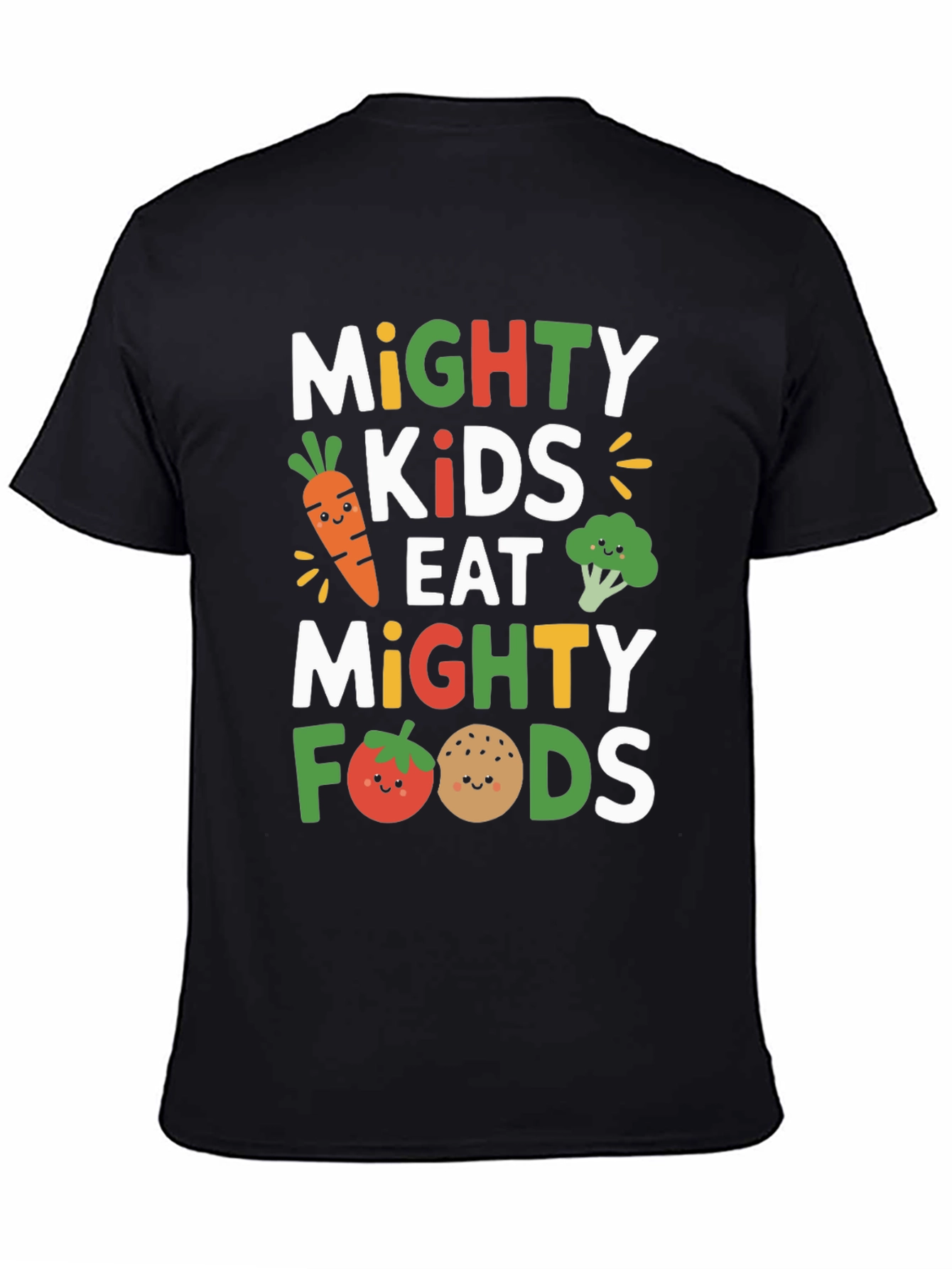 Black Mighty Kids Eat Mighty Foods T-Shirt view 4