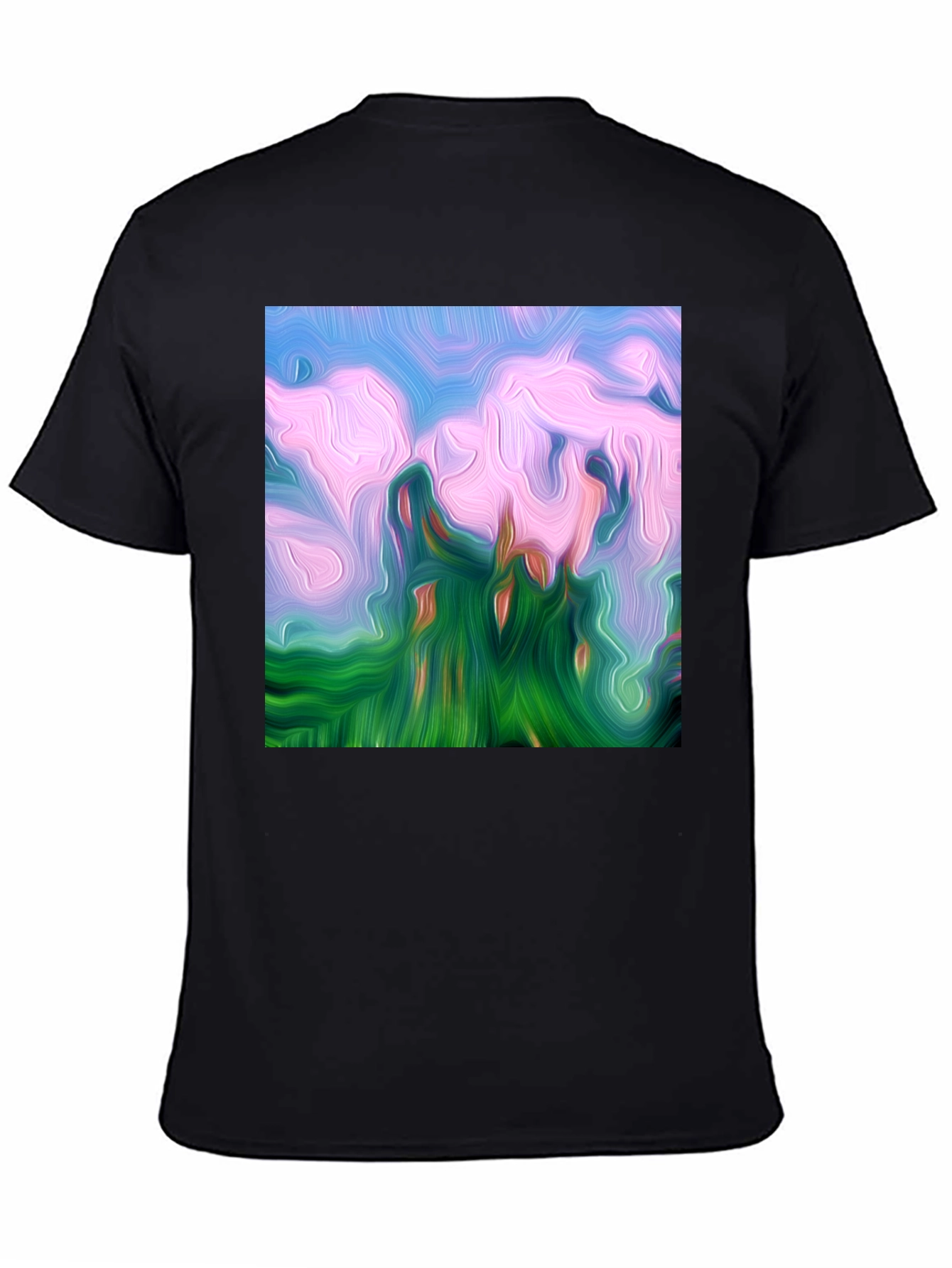 Black Abstract Landscape Graphic Tee - Artistic Black T-Shirt view 4