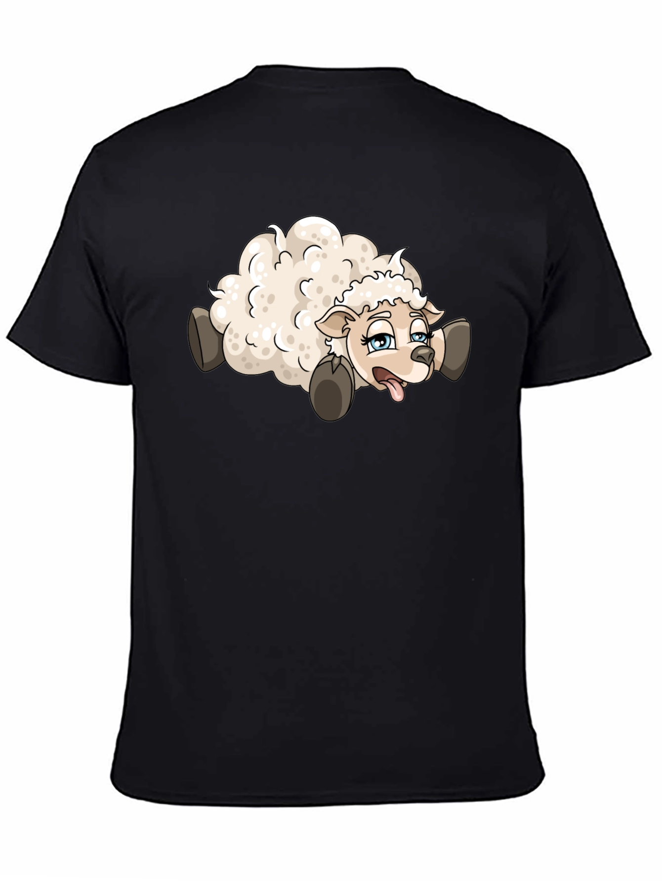 Black Cartoon Sheep Graphic Tee - Black view 4