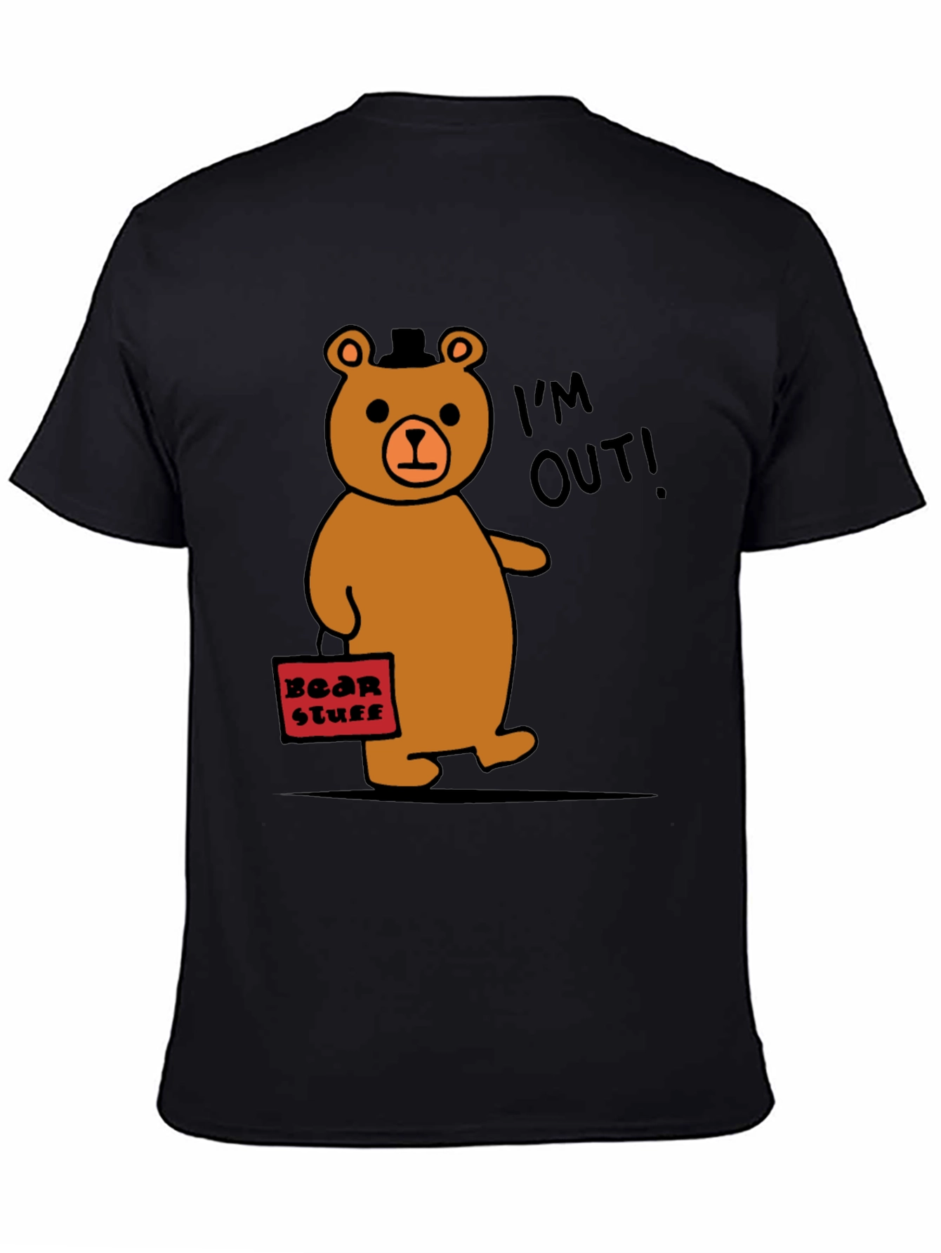 Black Funny Bear Leaving T-Shirt - I'm Out! view 4