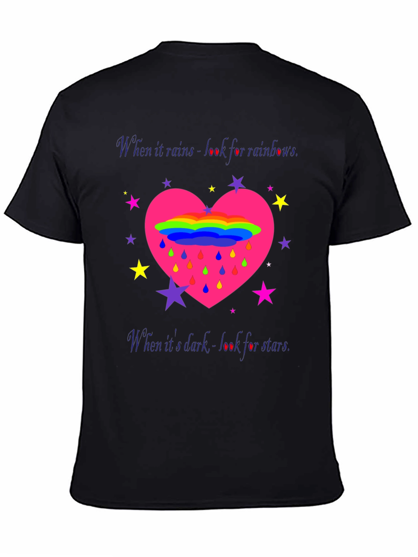 Black Rainbows & Stars Graphic T-Shirt view 4