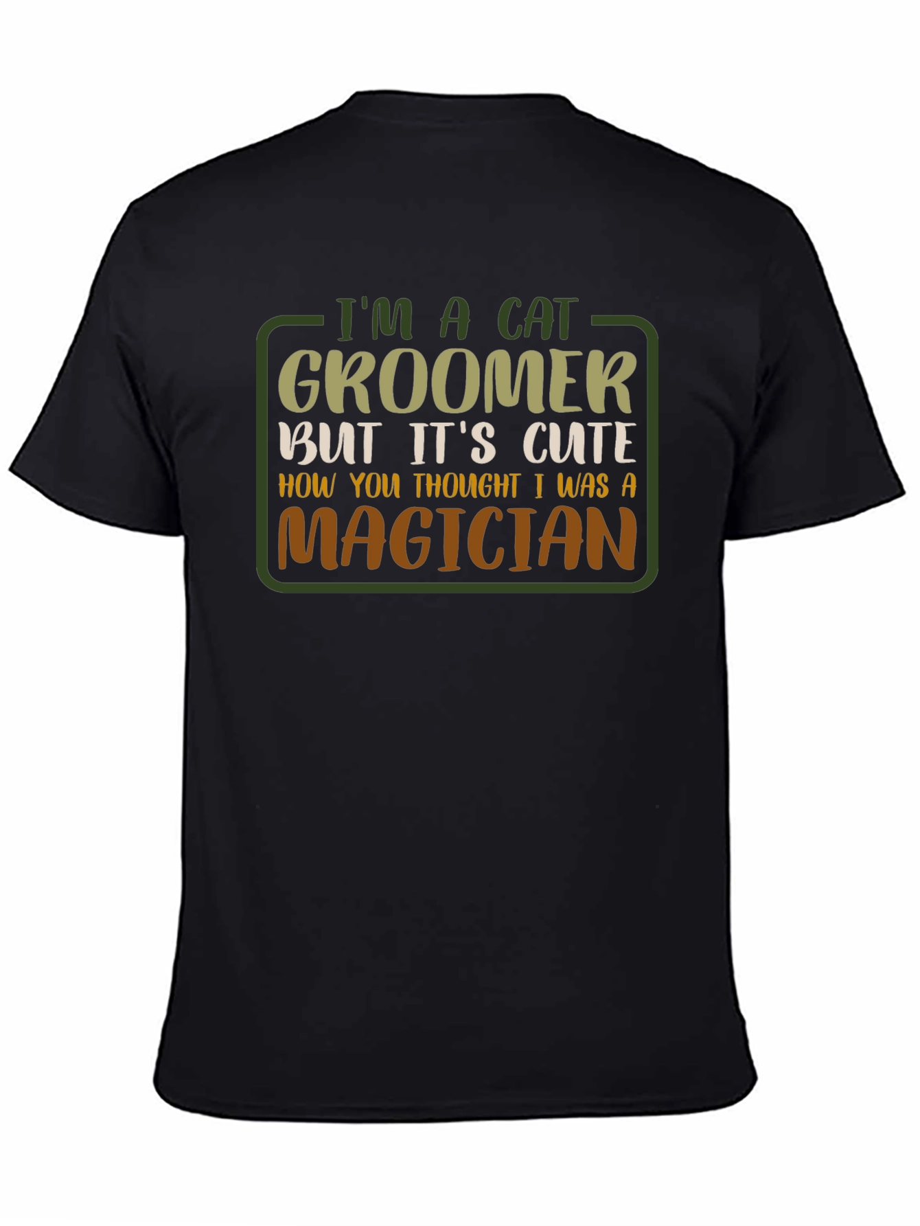 Black Funny Cat Groomer T-Shirt view 4