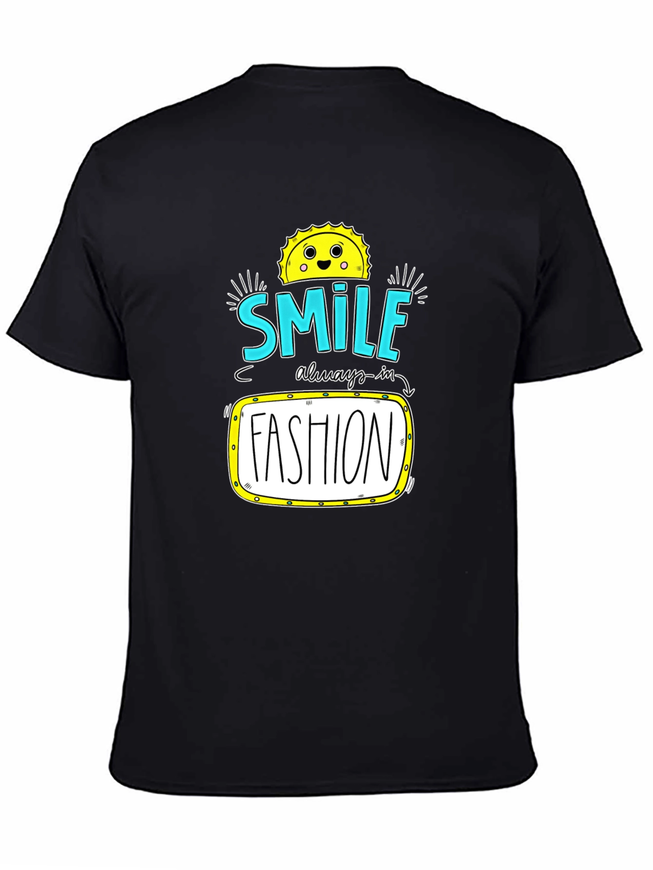 Black Smile Fashion Graphic Tee - Black Cotton T-Shirt view 4