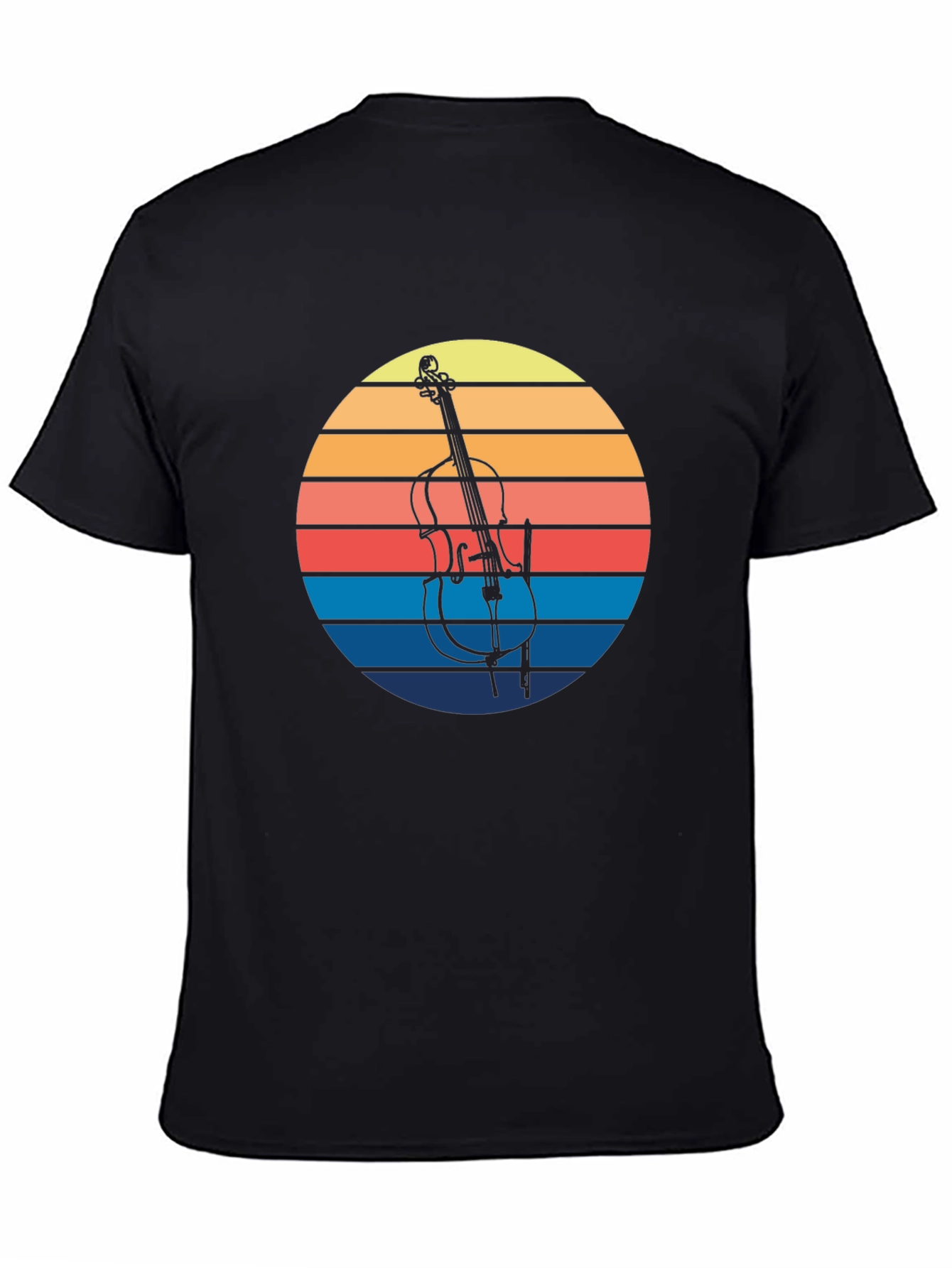 Black Retro Cello Sunset Graphic Tee view 4