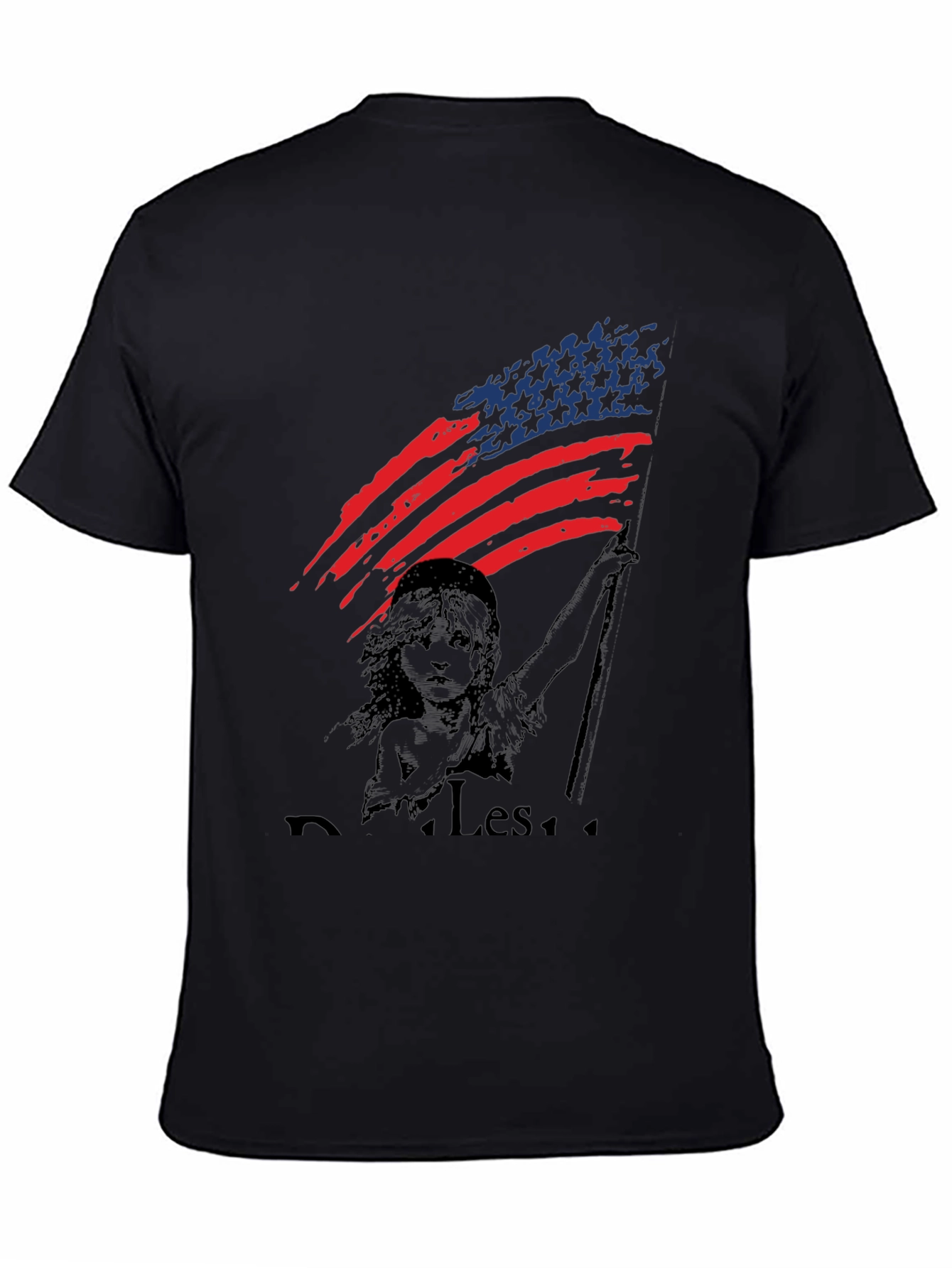 Black Liberty American Flag Graphic T-Shirt view 4