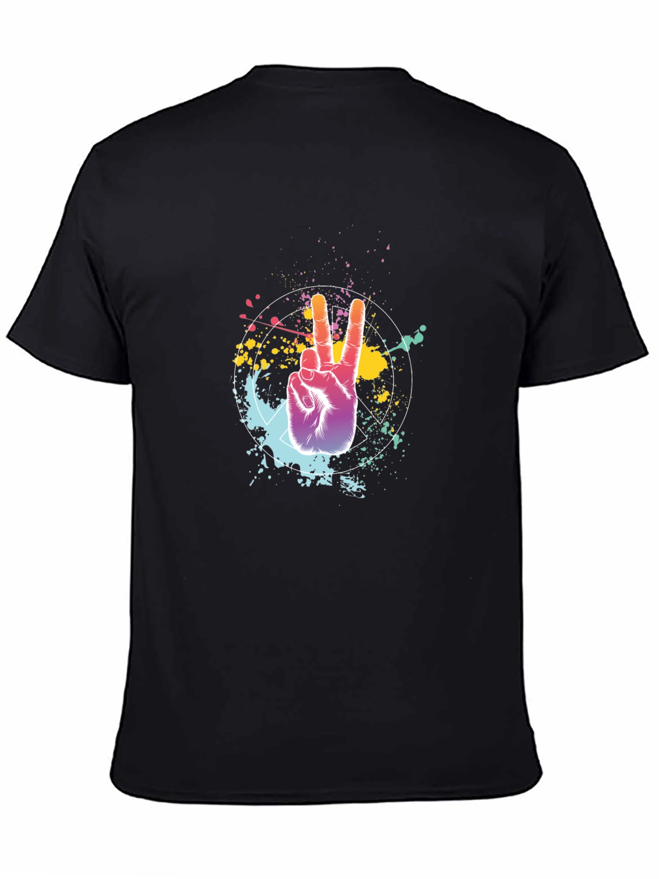 Black Peace Sign Graphic Black T-Shirt view 4
