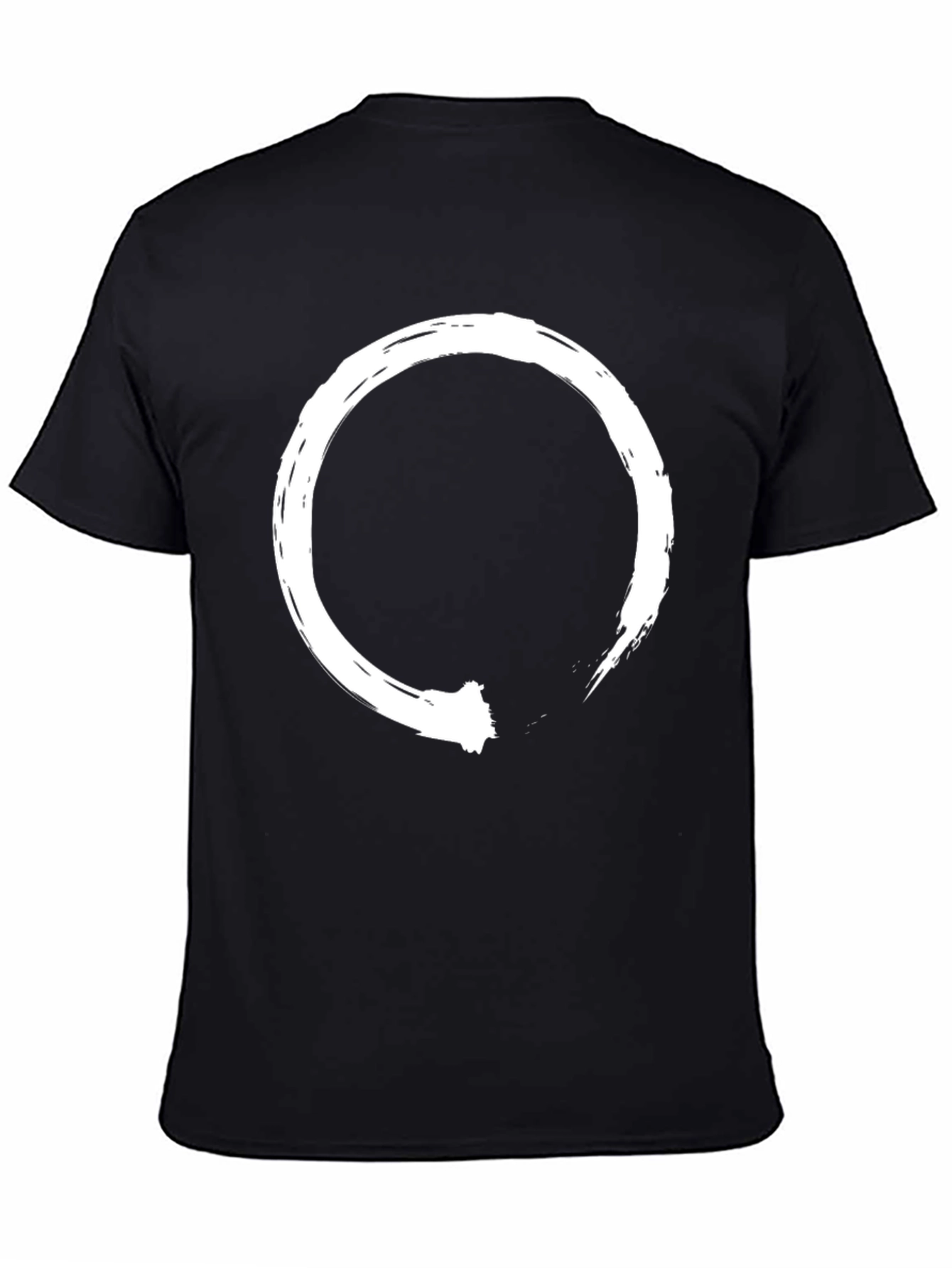 Black Black T-Shirt with White Enso Circle Design view 4