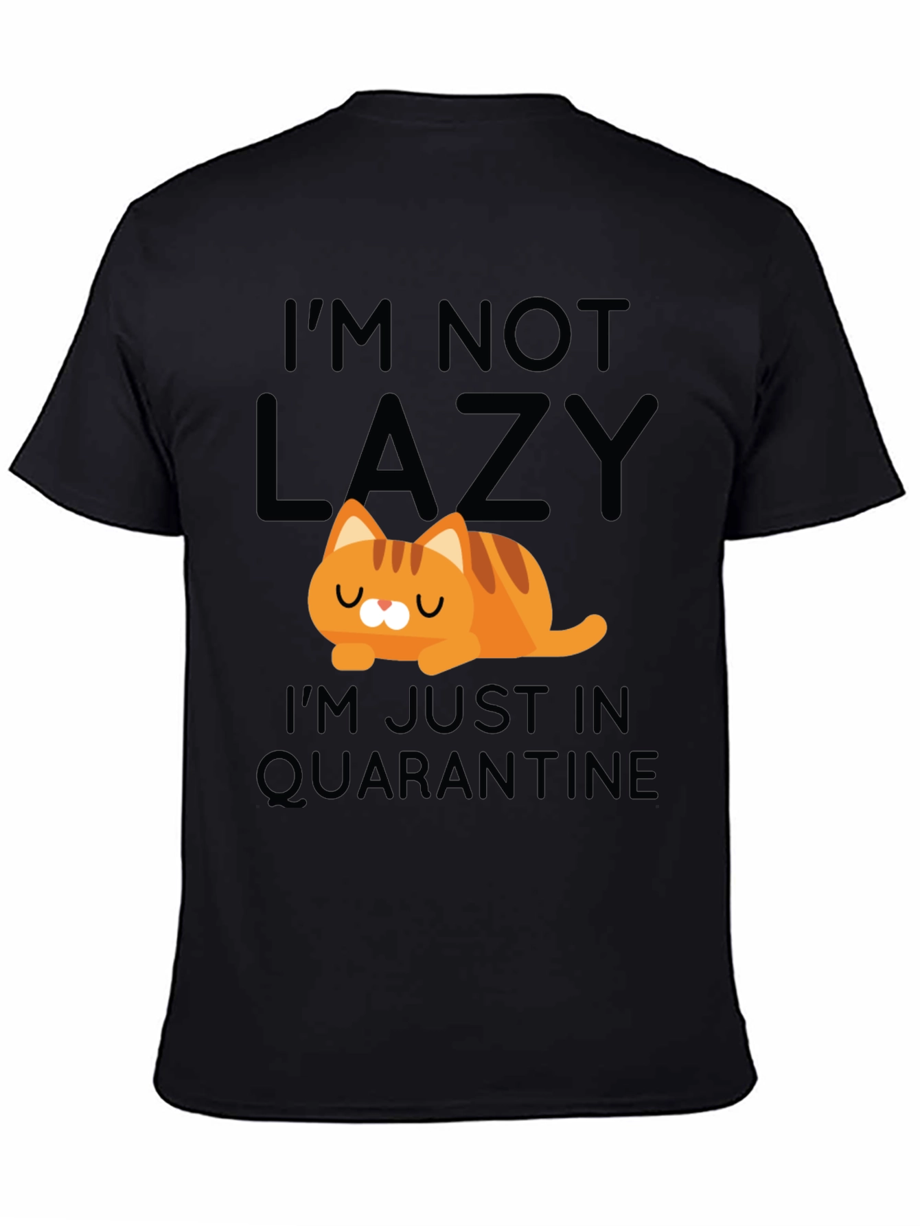 Black Funny Cat Quarantine T-Shirt view 4