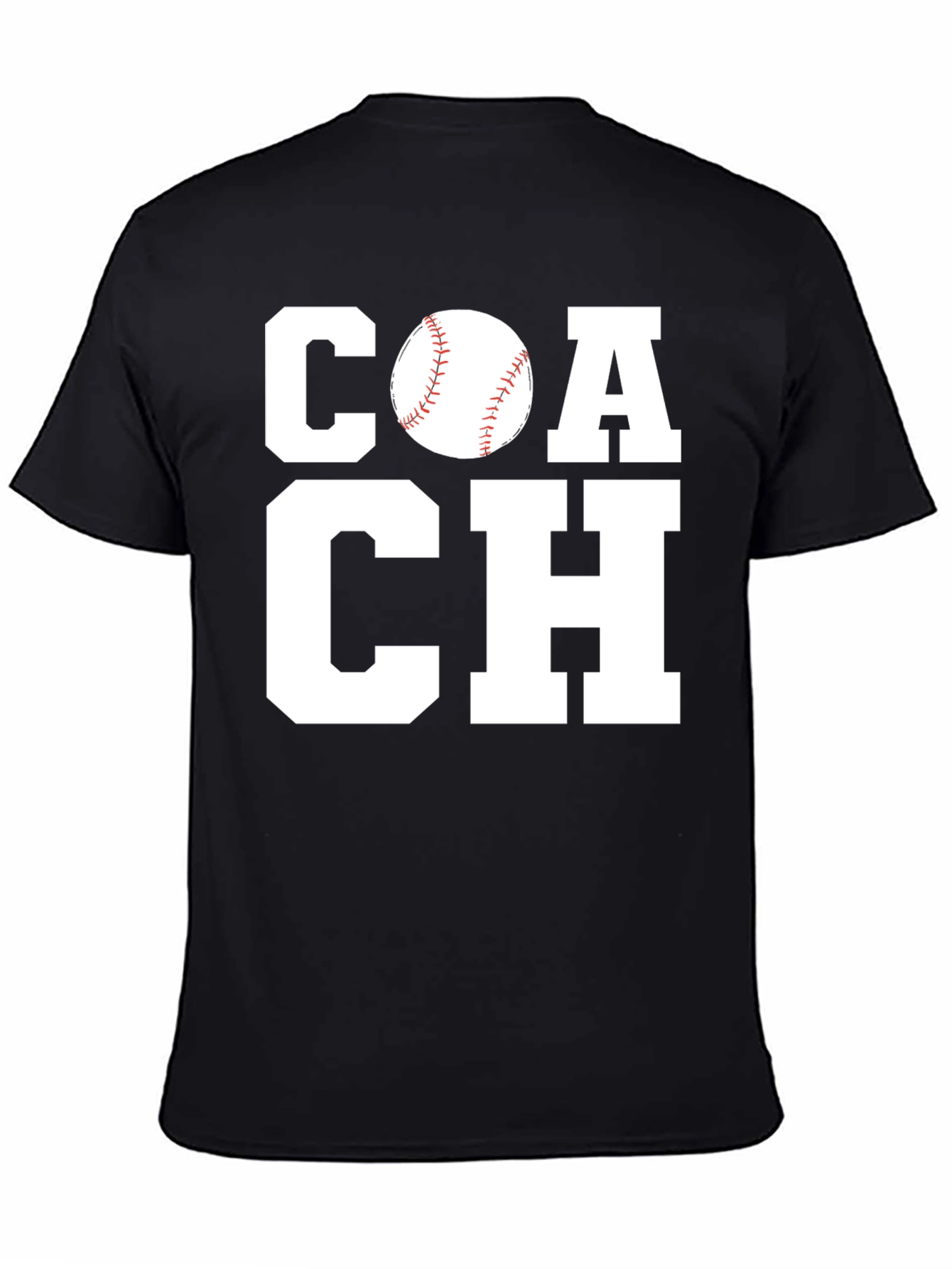 Black Baseball Coach Graphic Tee - Black Cotton T-Shirt view 4