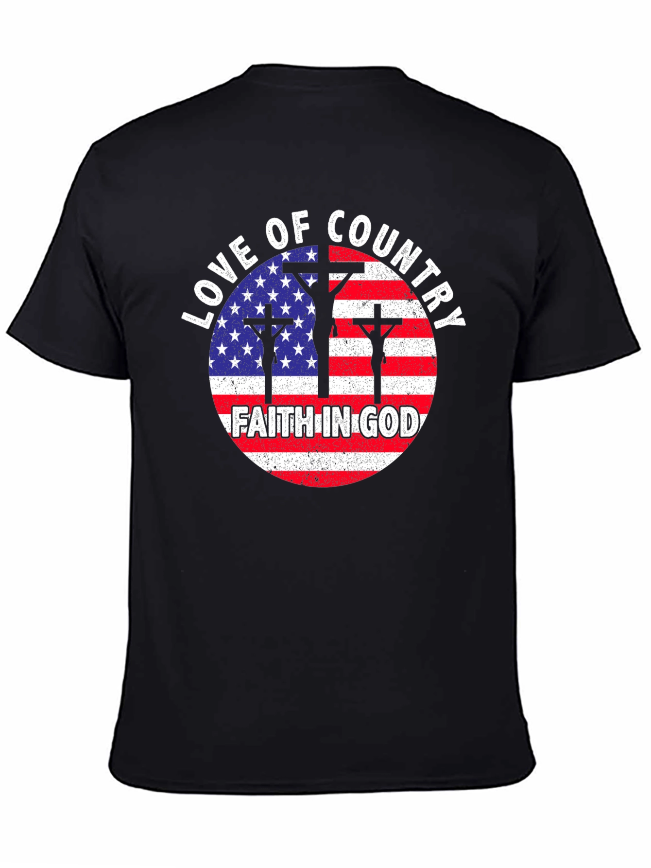 Black Patriotic Faith T-Shirt: Love of Country, Faith in God view 4