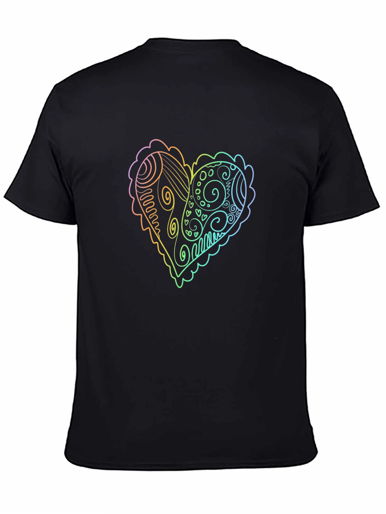 Black Rainbow Heart Doodle Graphic Tee - Black view 4