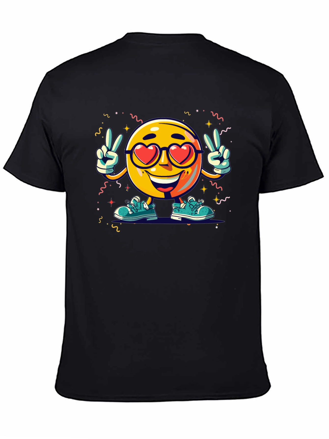 Black Emoji Love T-Shirt: Fun & Unique Design view 4