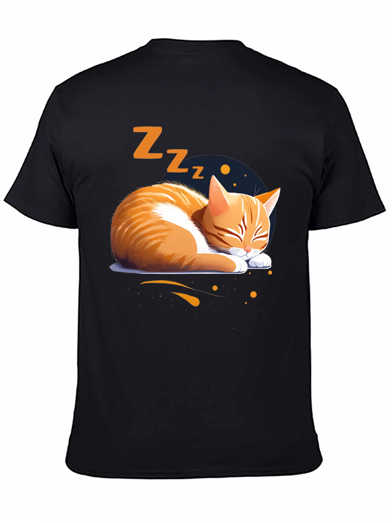 Black Sleeping Cat Graphic Tee - Comfortable Cotton Shirt view 4