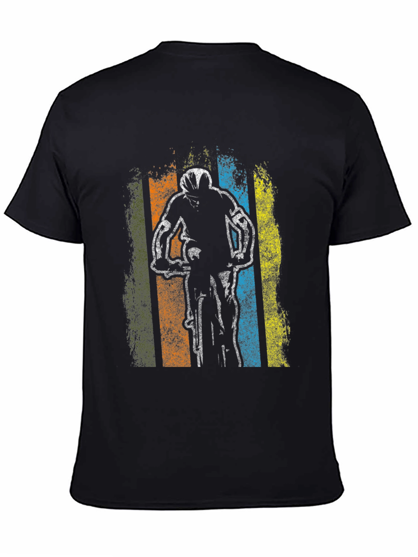 Black Retro Mountain Biker Graphic Tee - Black Cotton Blend view 4