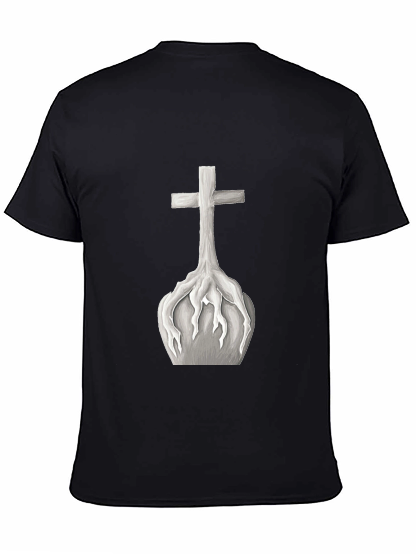 Black Cross Roots Graphic Tee - Black Cotton T-Shirt view 4