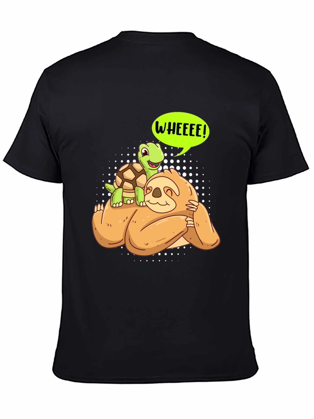 Black Sloth and Turtle WHEEEE! Graphic T-Shirt view 4