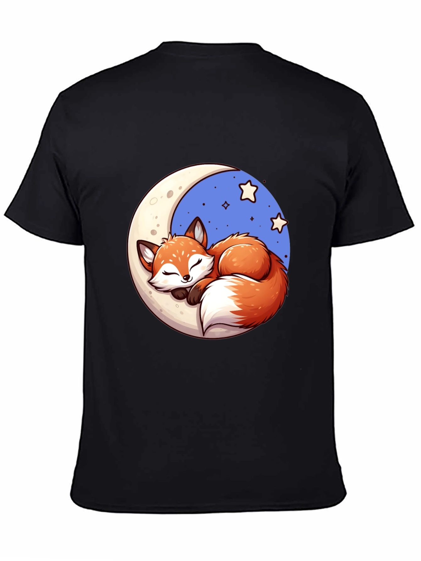 Black Dreamy Fox Graphic Tee - Cute Cartoon Design view 4