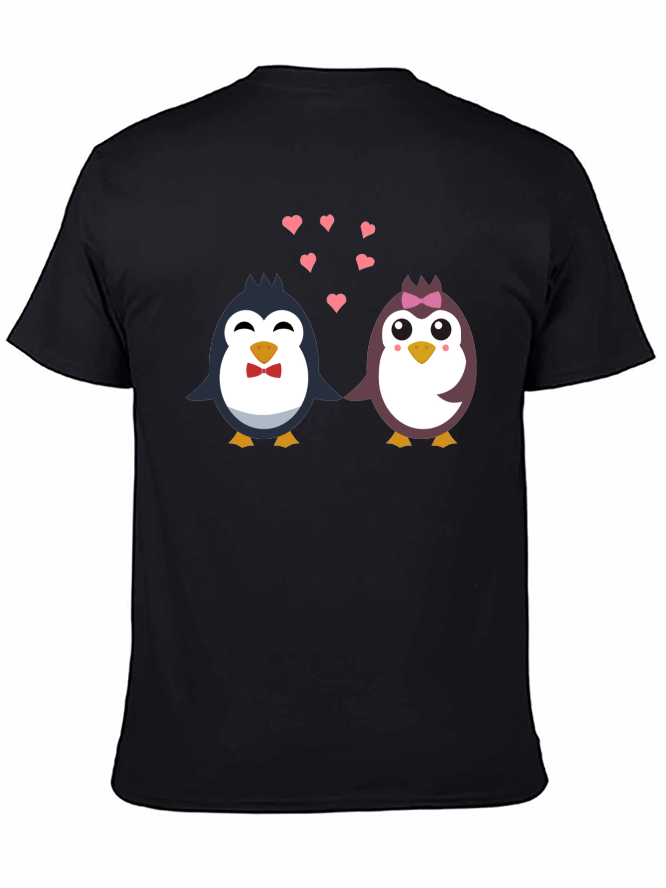 Black Penguin Love T-Shirt - Cute Cartoon Couple Design view 4