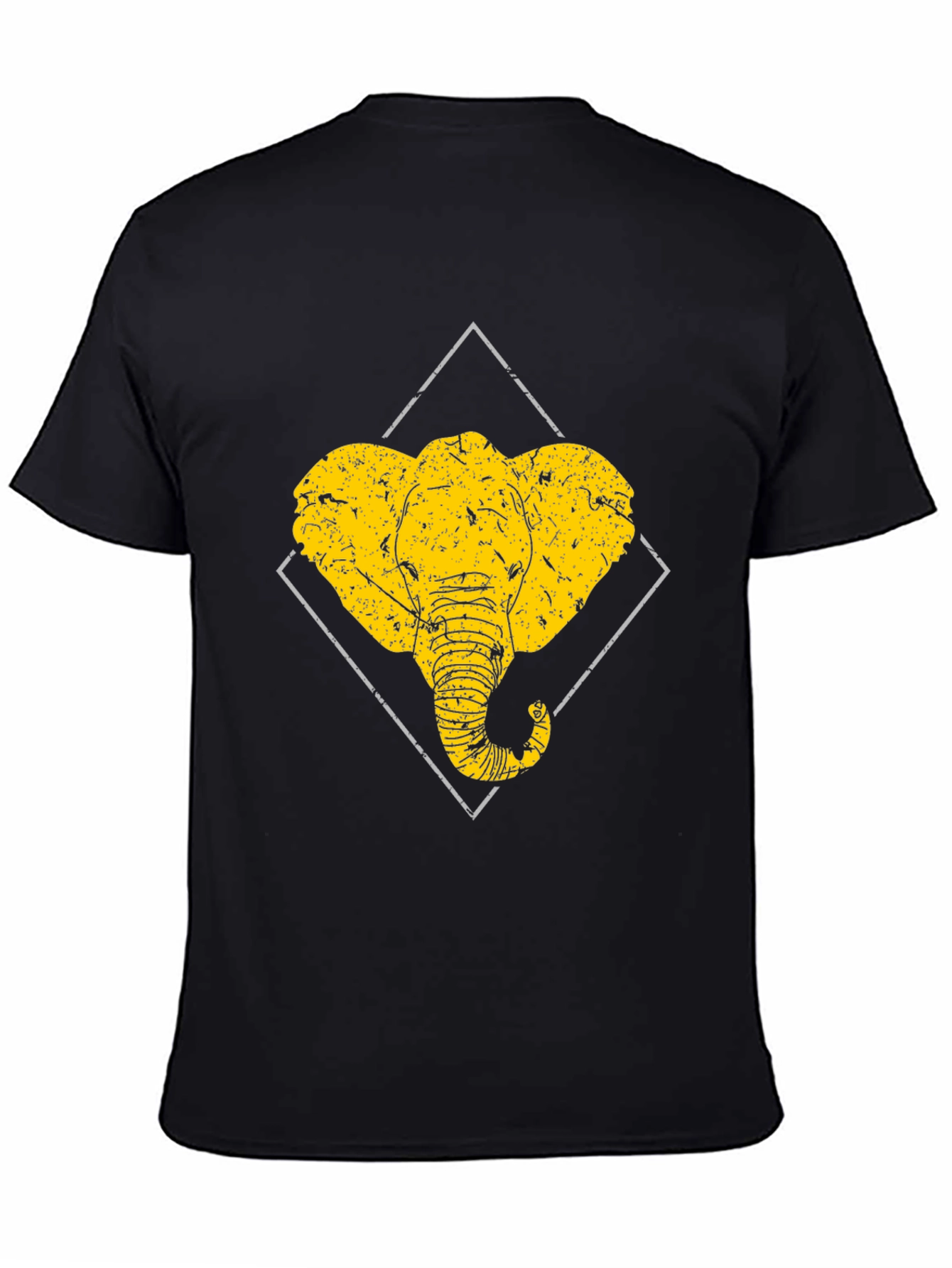 Black Elephant Graphic Tee - Distressed Design, Black Cotton view 4