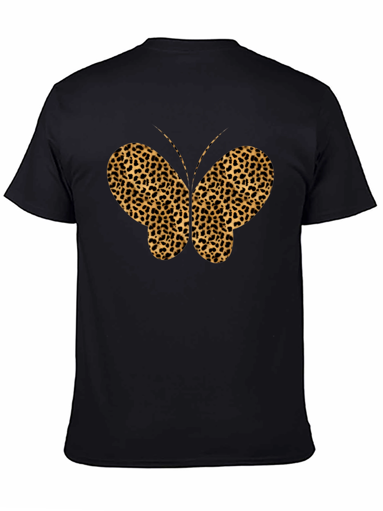Black Leopard Print Butterfly Graphic Tee - Black view 4