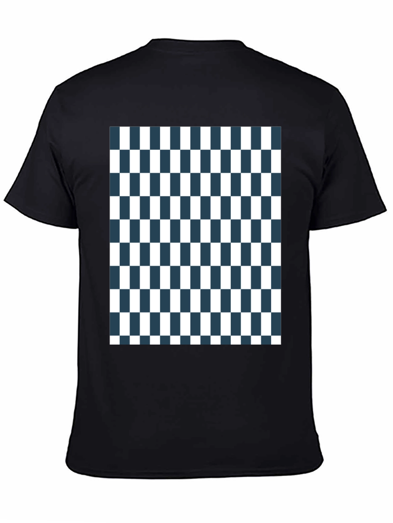 Black Checkered Pattern Tee - Classic Style view 4