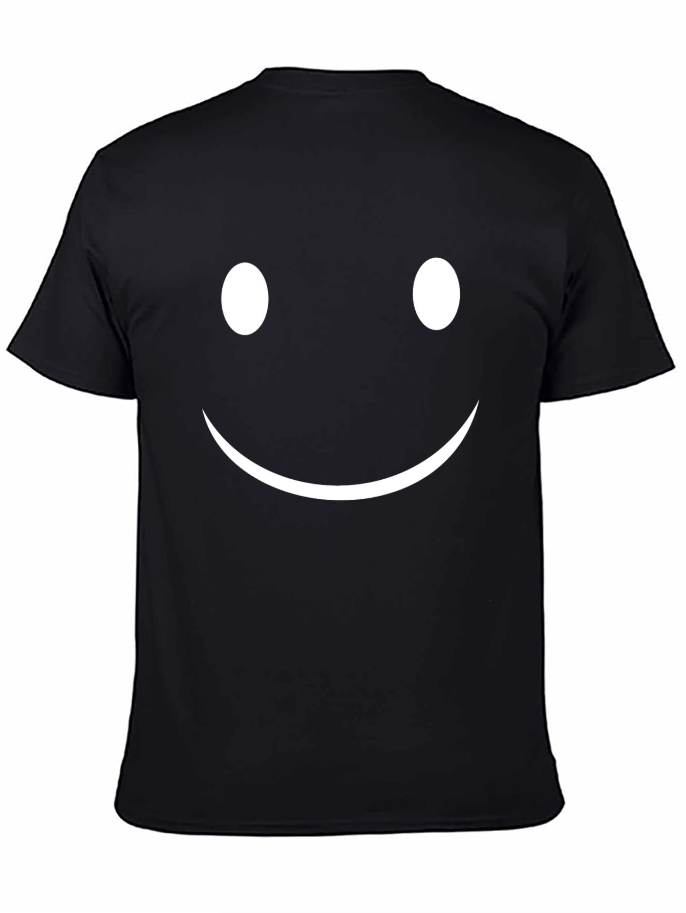 Black Smiley Face Black Cotton T-Shirt view 4