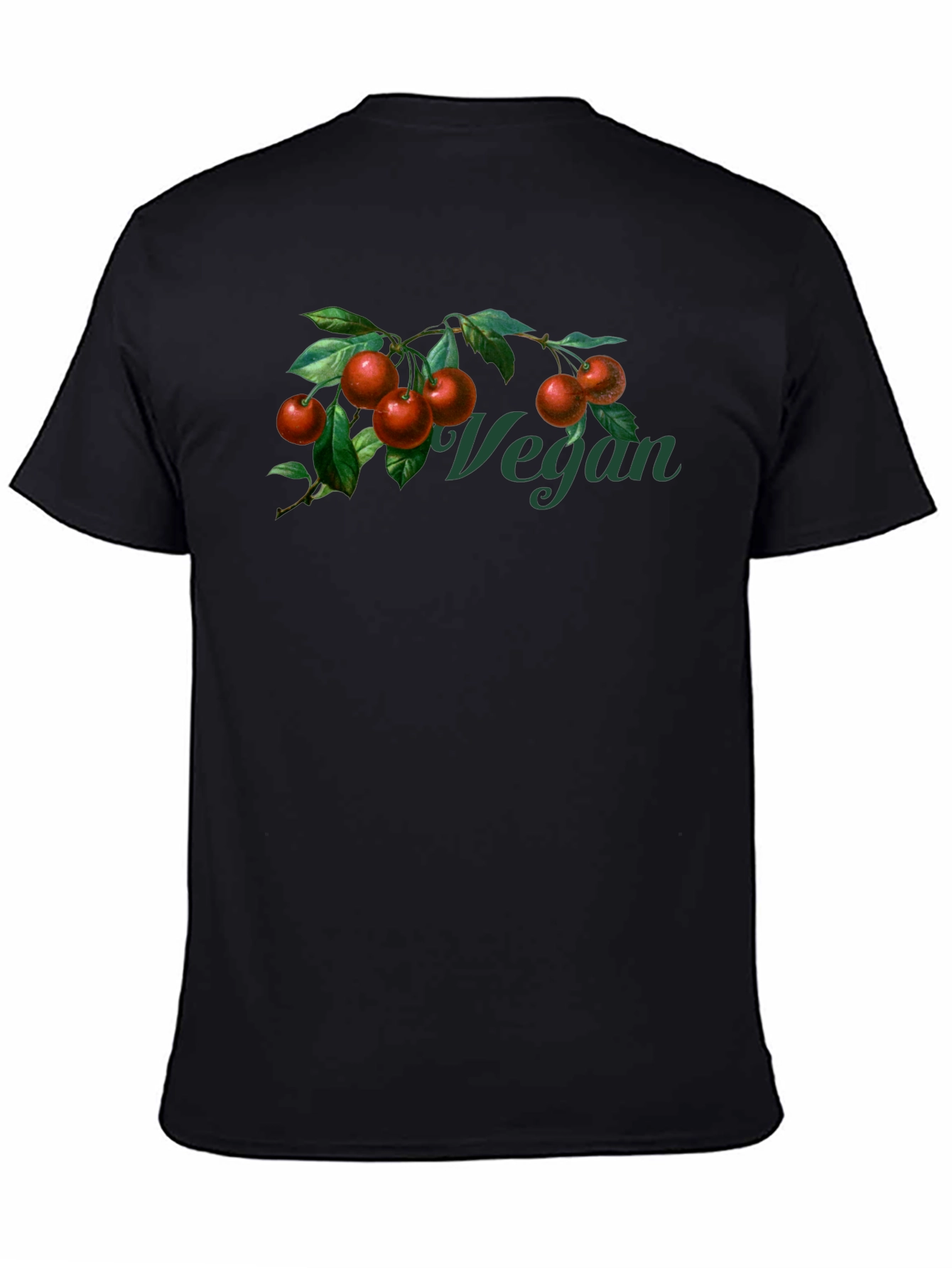 Black Vegan Cherry Branch Graphic T-Shirt - Unisex view 4