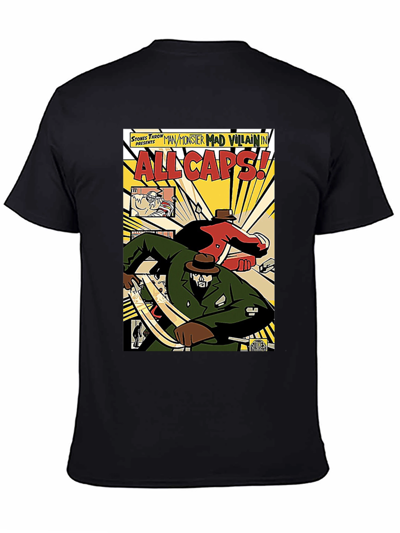 Black All Caps Comic Book T-Shirt view 4