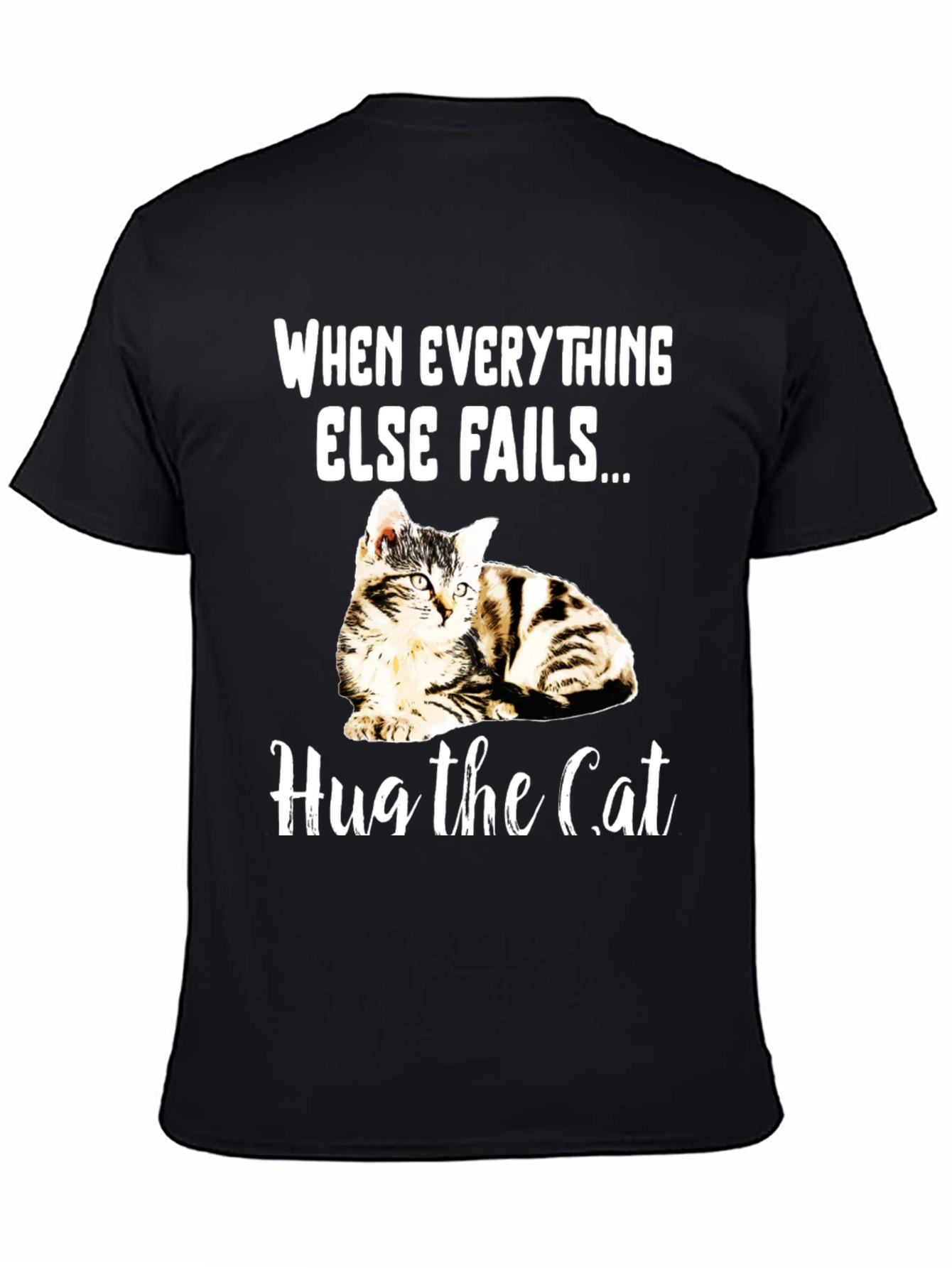 Black Hug the Cat T-Shirt - Novelty Graphic Tee view 4