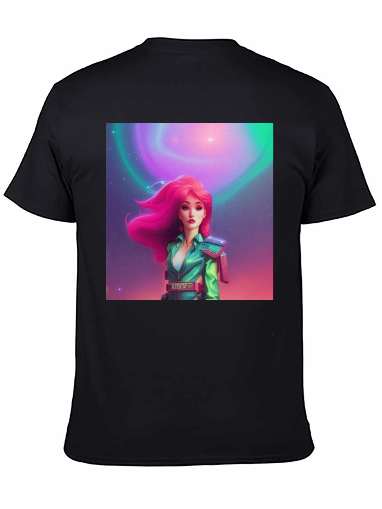 Black Retro Sci-Fi Girl Graphic Tee view 4