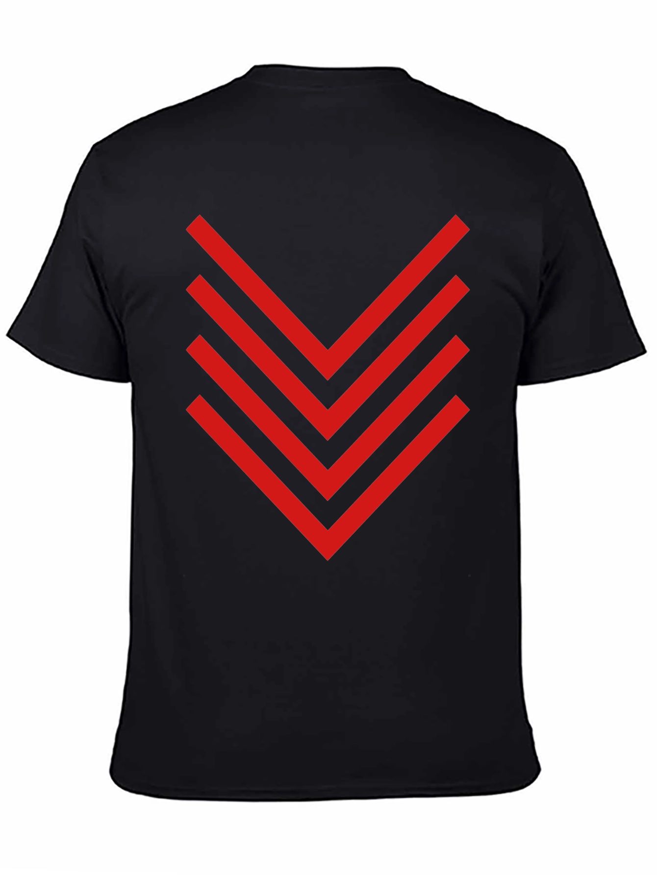 Black Red Chevron Graphic Tee - Black Casual Shirt view 4