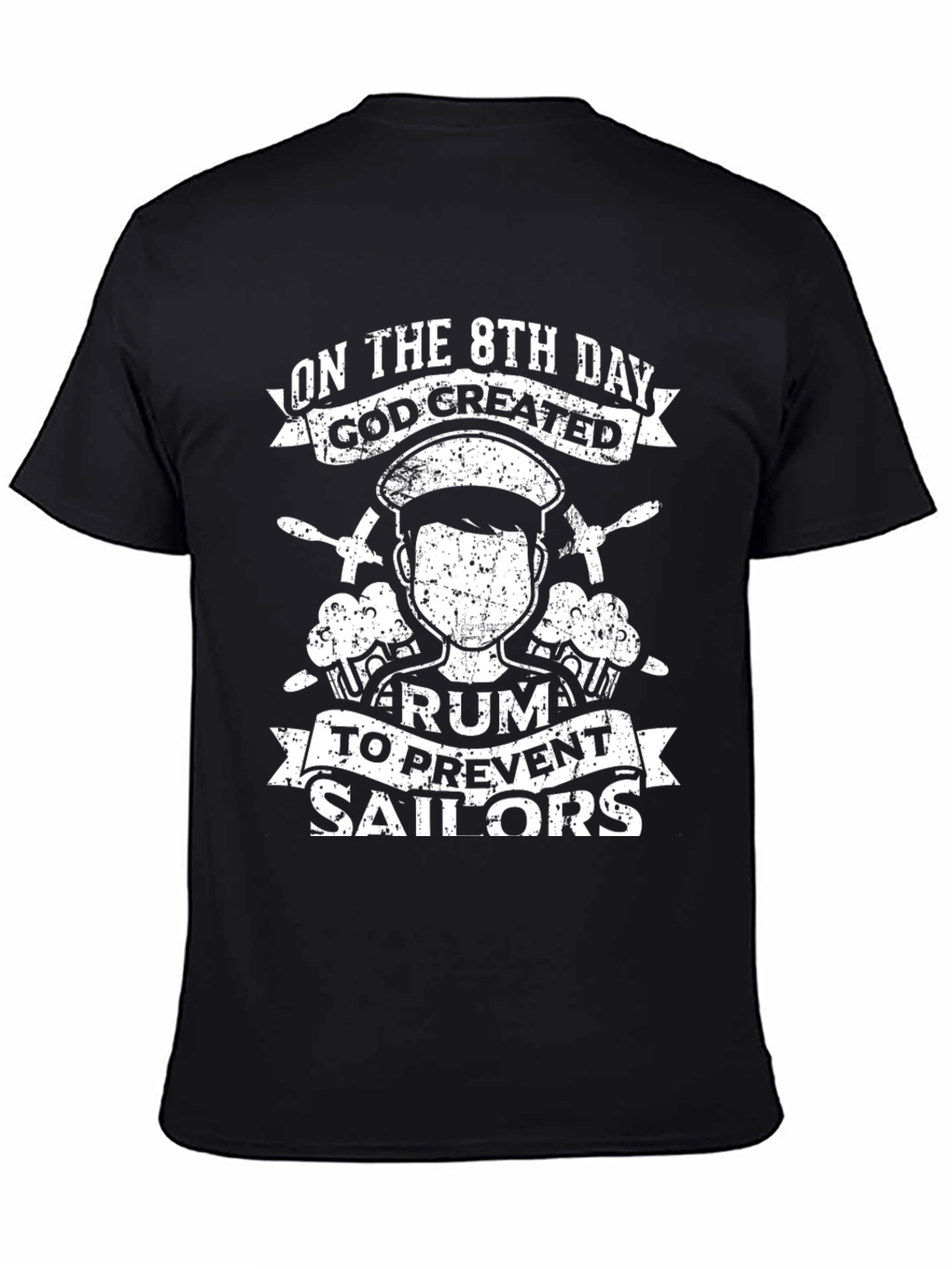 Black Funny Sailor Rum Graphic T-Shirt - 8th Day Creation view 4