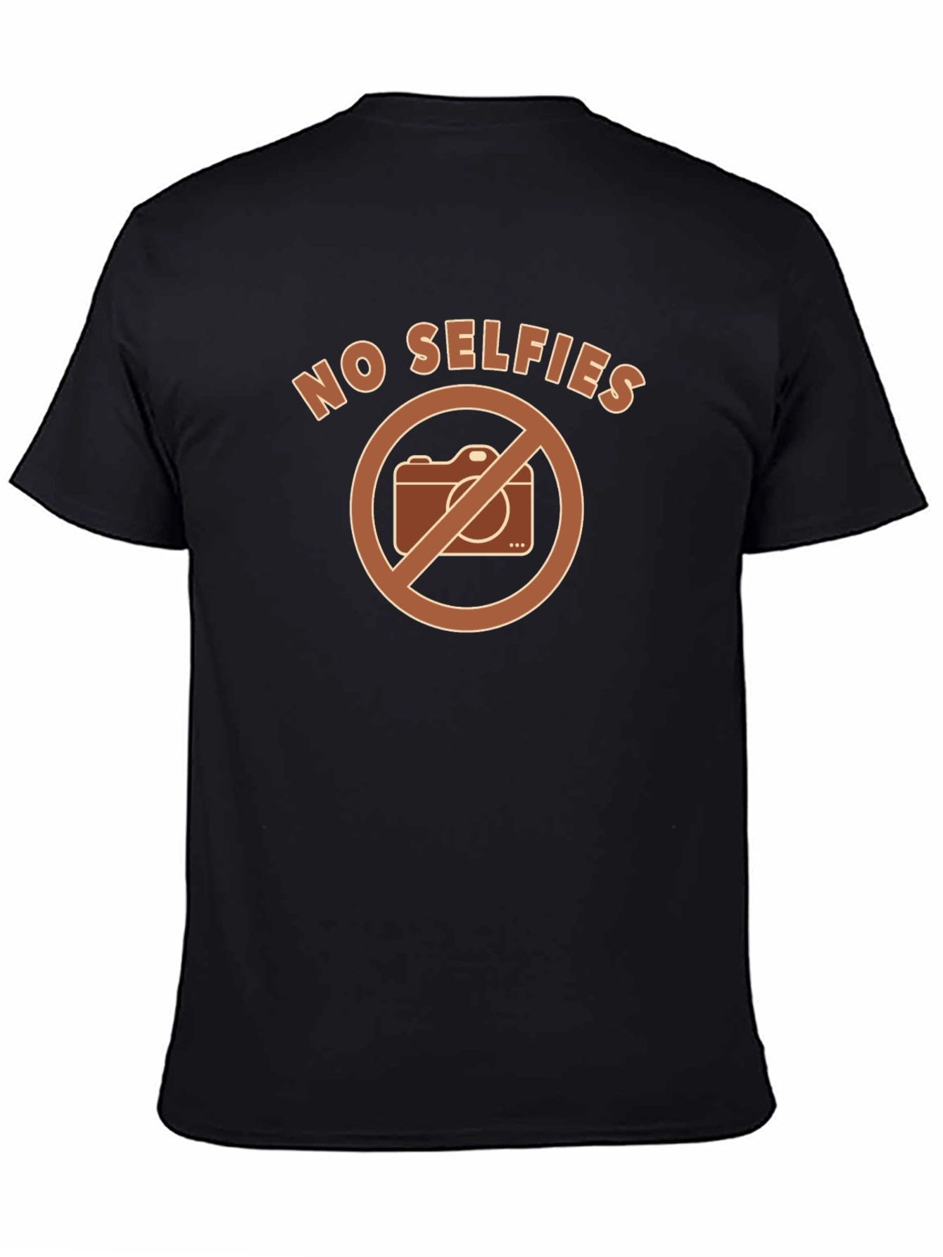Black No Selfies Graphic T-Shirt - Funny Novelty Tee view 4