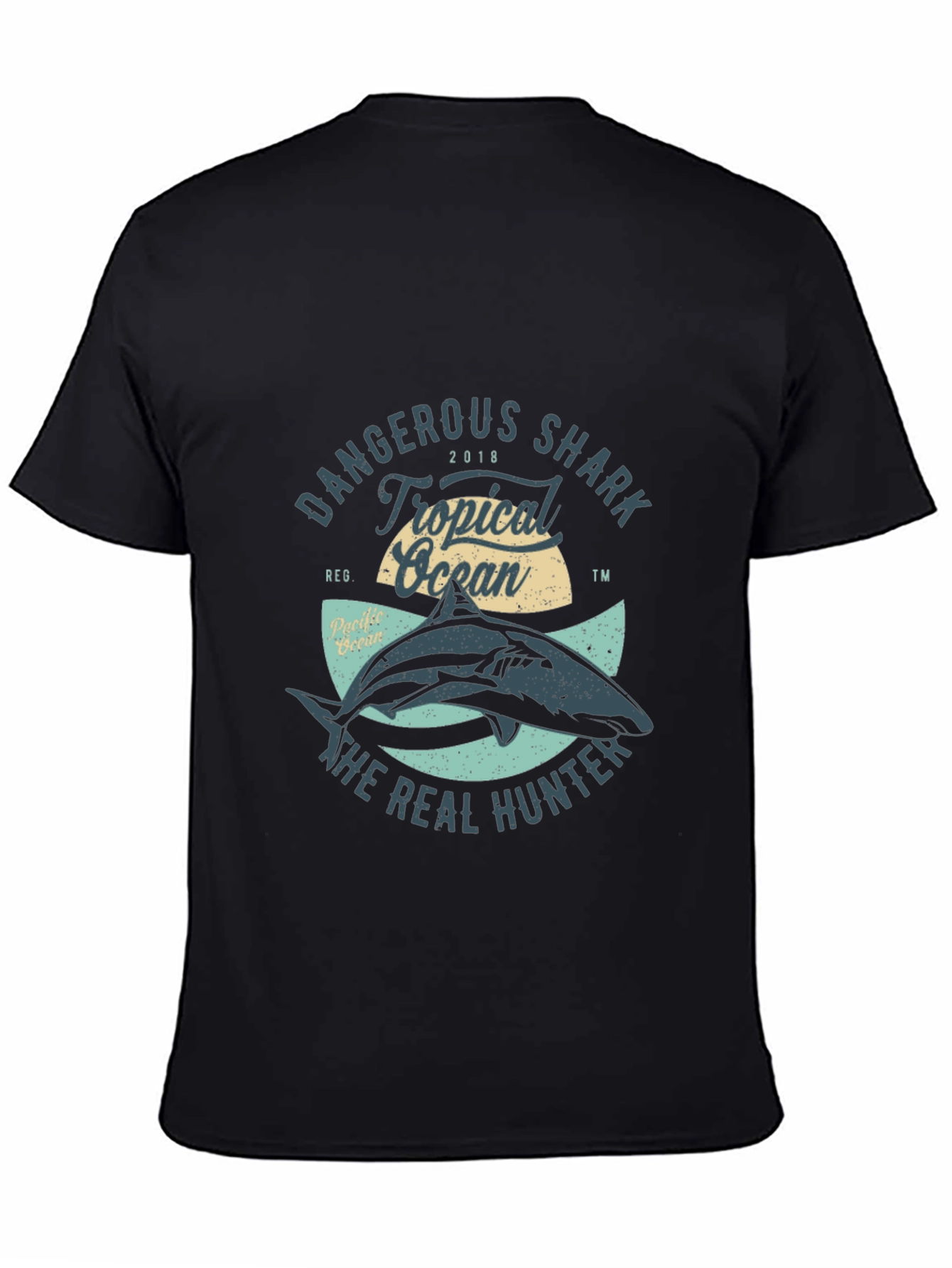 Black Dangerous Shark Graphic Tee - Tropical Ocean view 4