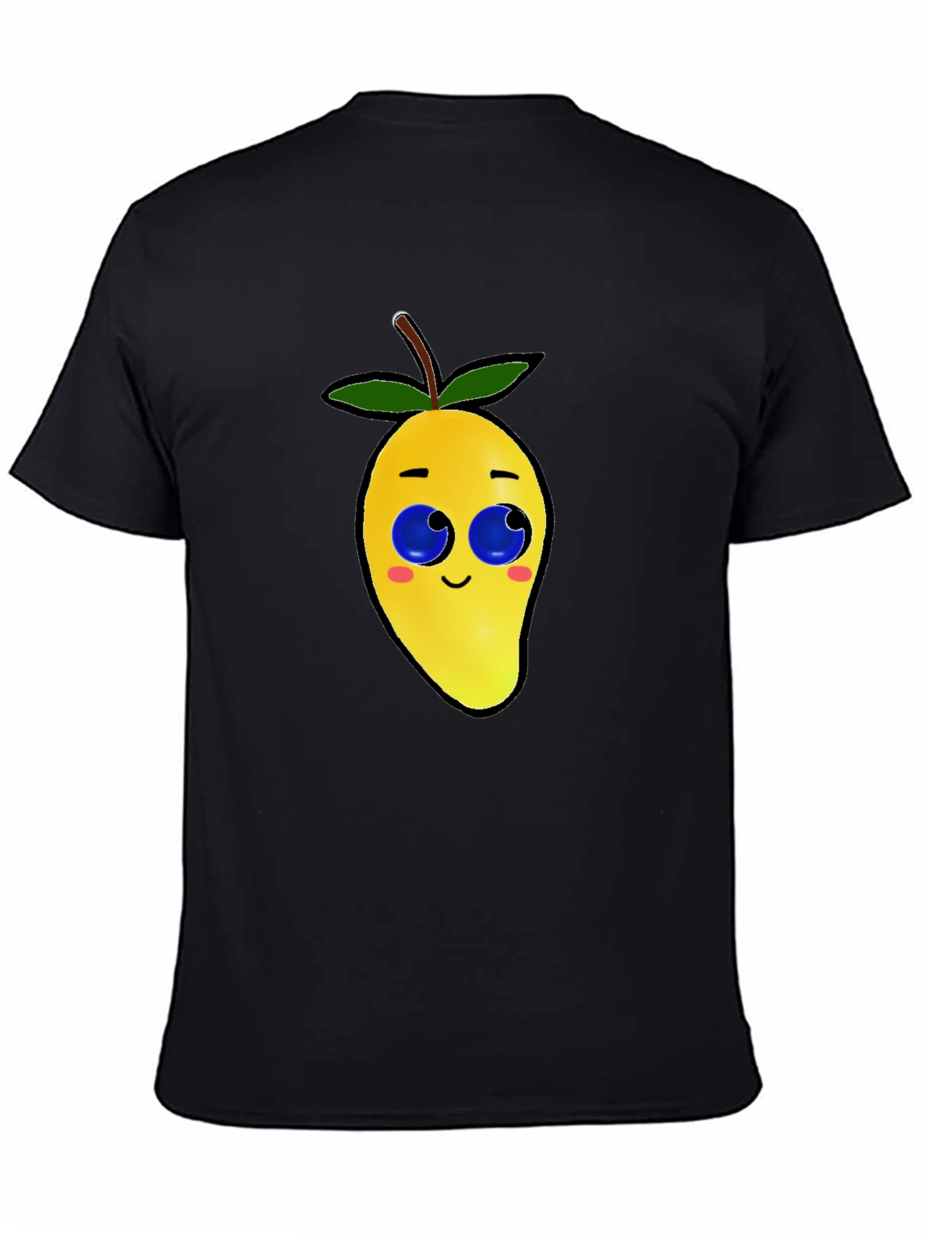 Black Cartoon Mango Graphic Tee - Black Cotton Blend view 4