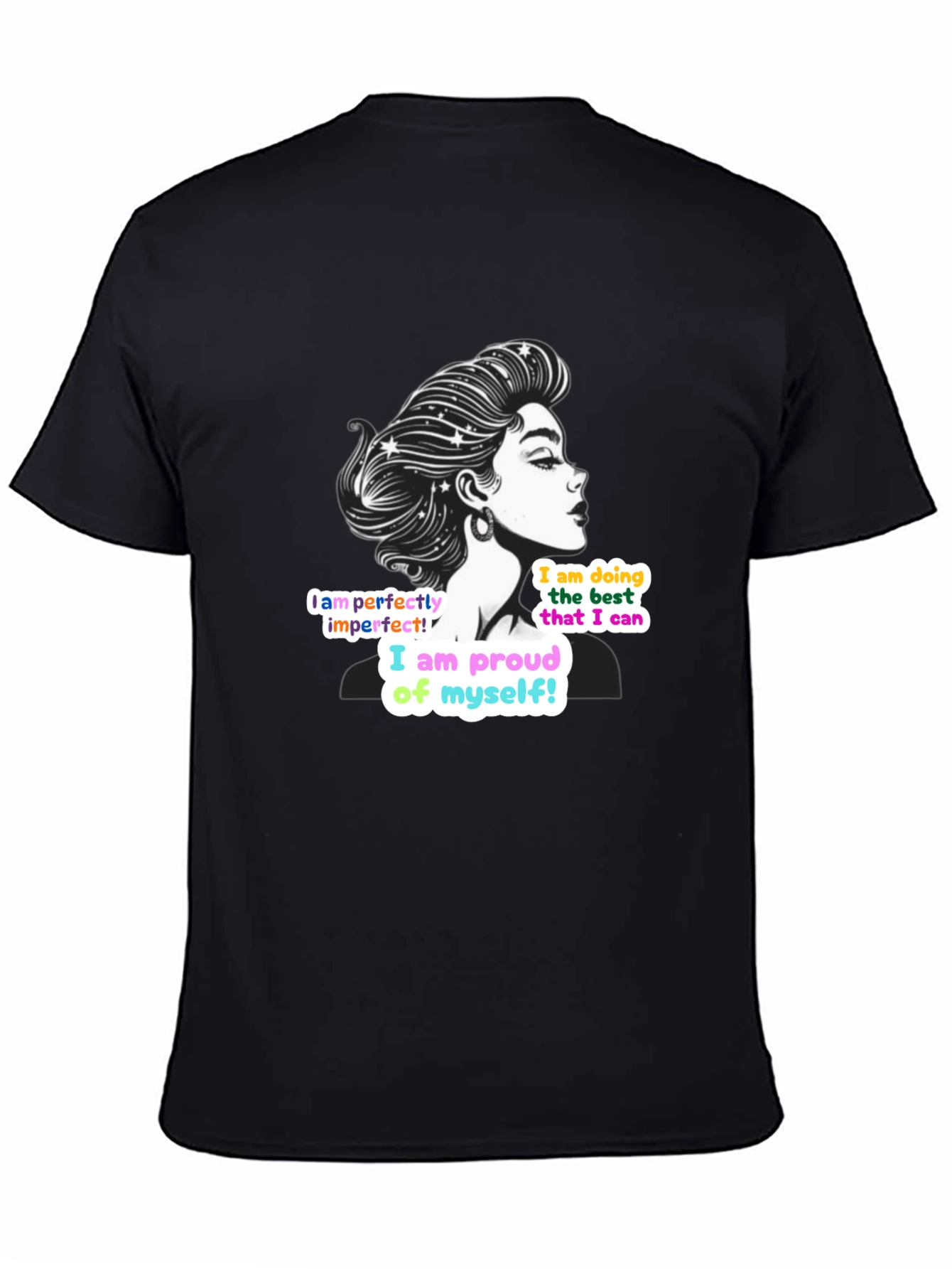Black Empowering Woman T-Shirt: Perfectly Imperfect Design view 4