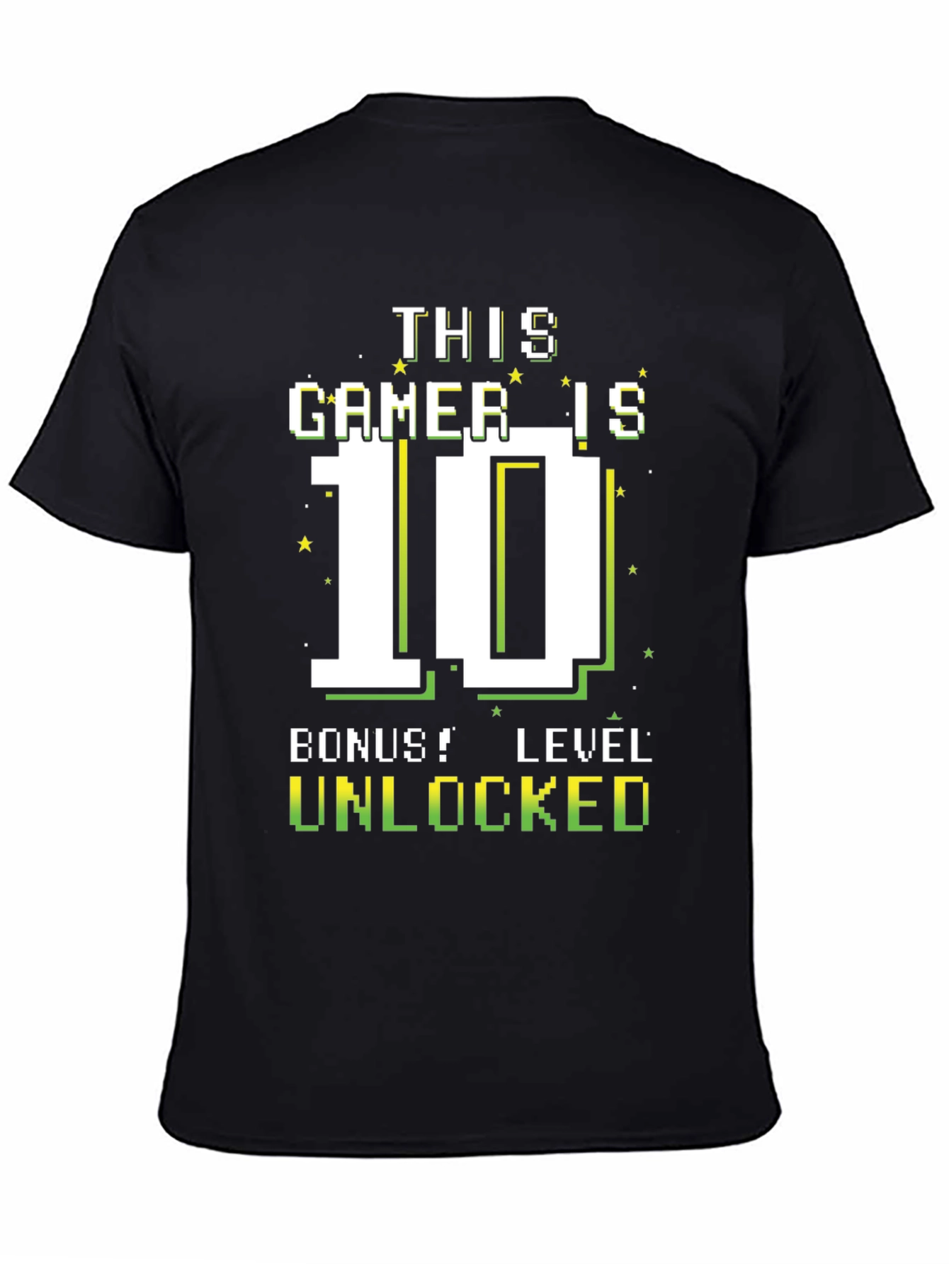 Black Gamer Level 10 Unlocked T-Shirt - Birthday Gift view 4