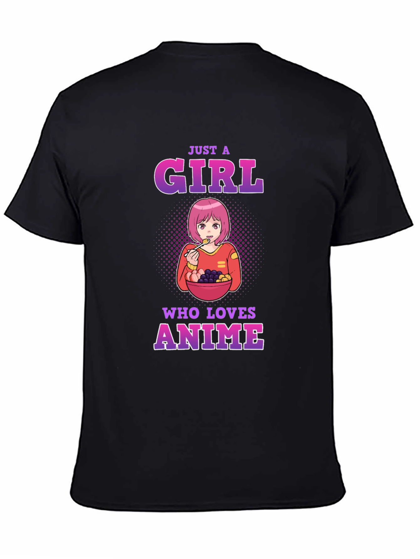 Black Anime Lover T-Shirt - Just a Girl Who Loves Anime view 4