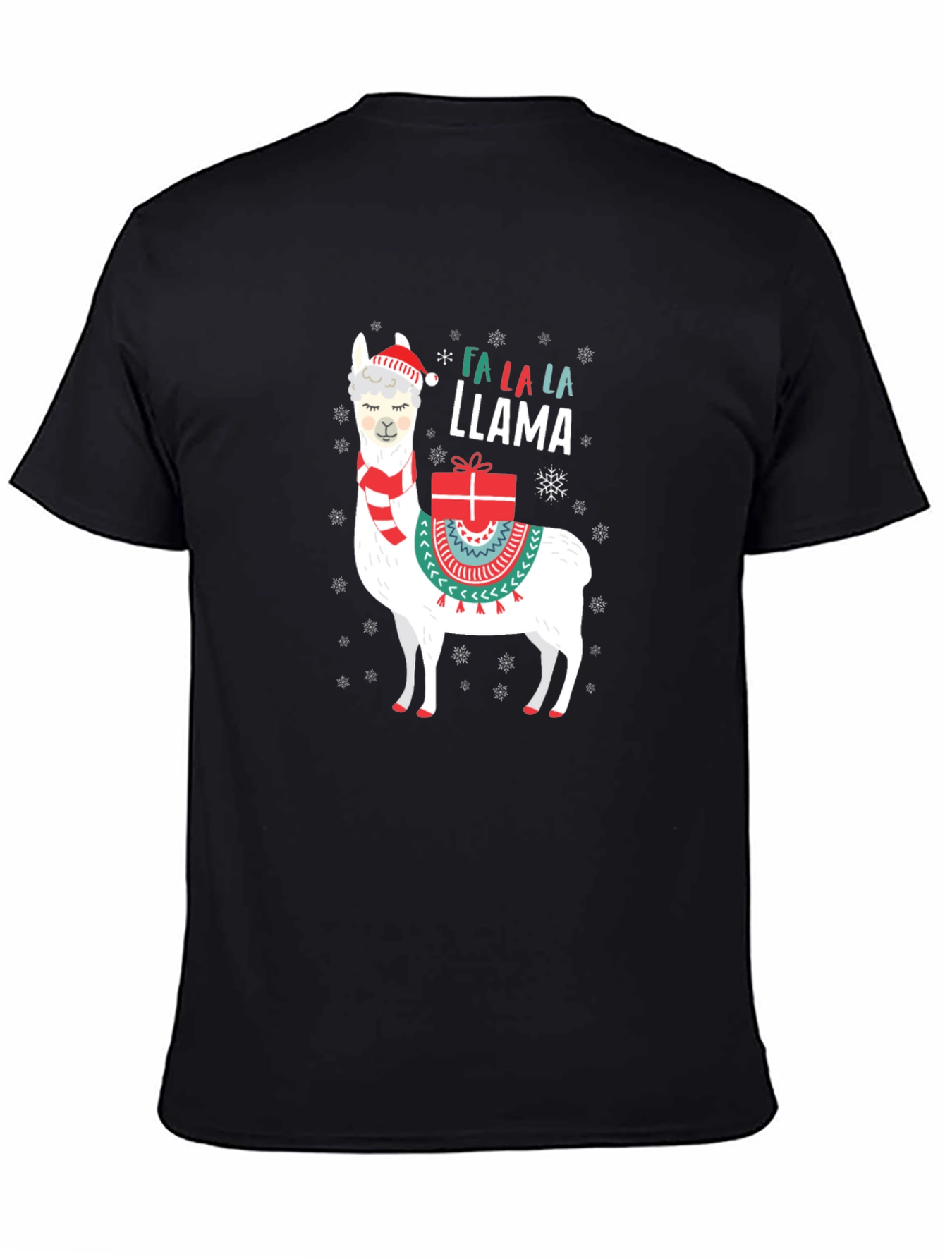 Black Festive Llama Christmas T-Shirt view 4