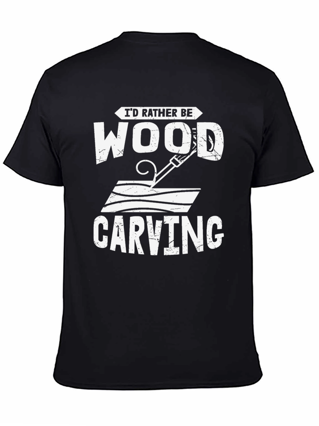 Black I'd Rather Be Wood Carving T-Shirt view 4