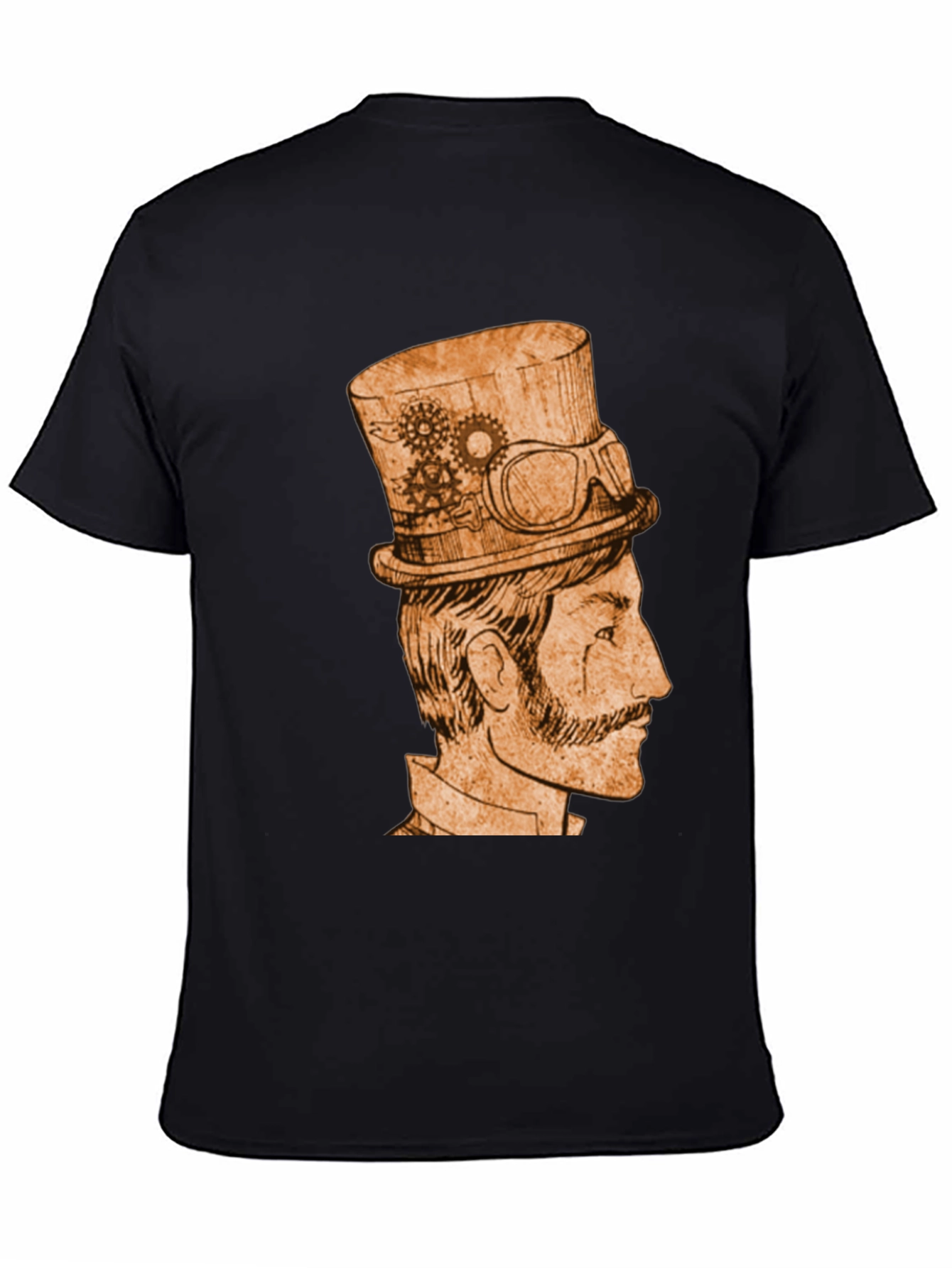 Black Steampunk Gentleman Graphic Tee - Black Cotton view 4