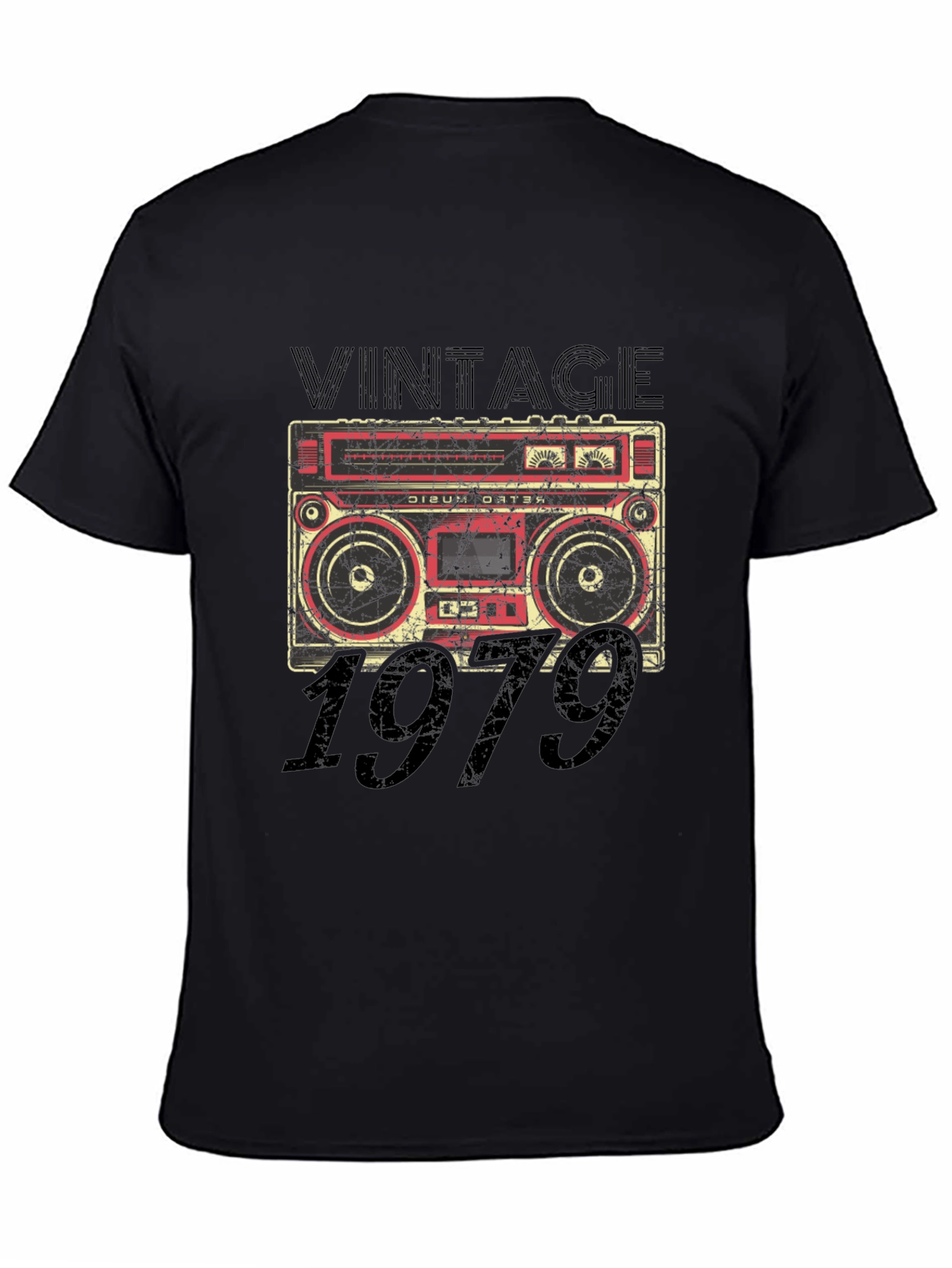 Black Vintage 1979 Boombox Graphic T-Shirt view 4