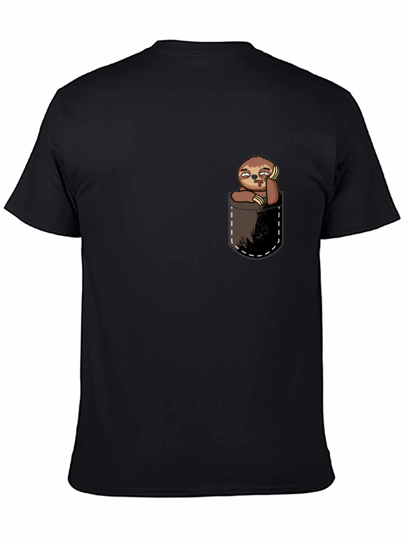 Black Sloth in Pocket Tee - Funny Graphic T-Shirt view 4