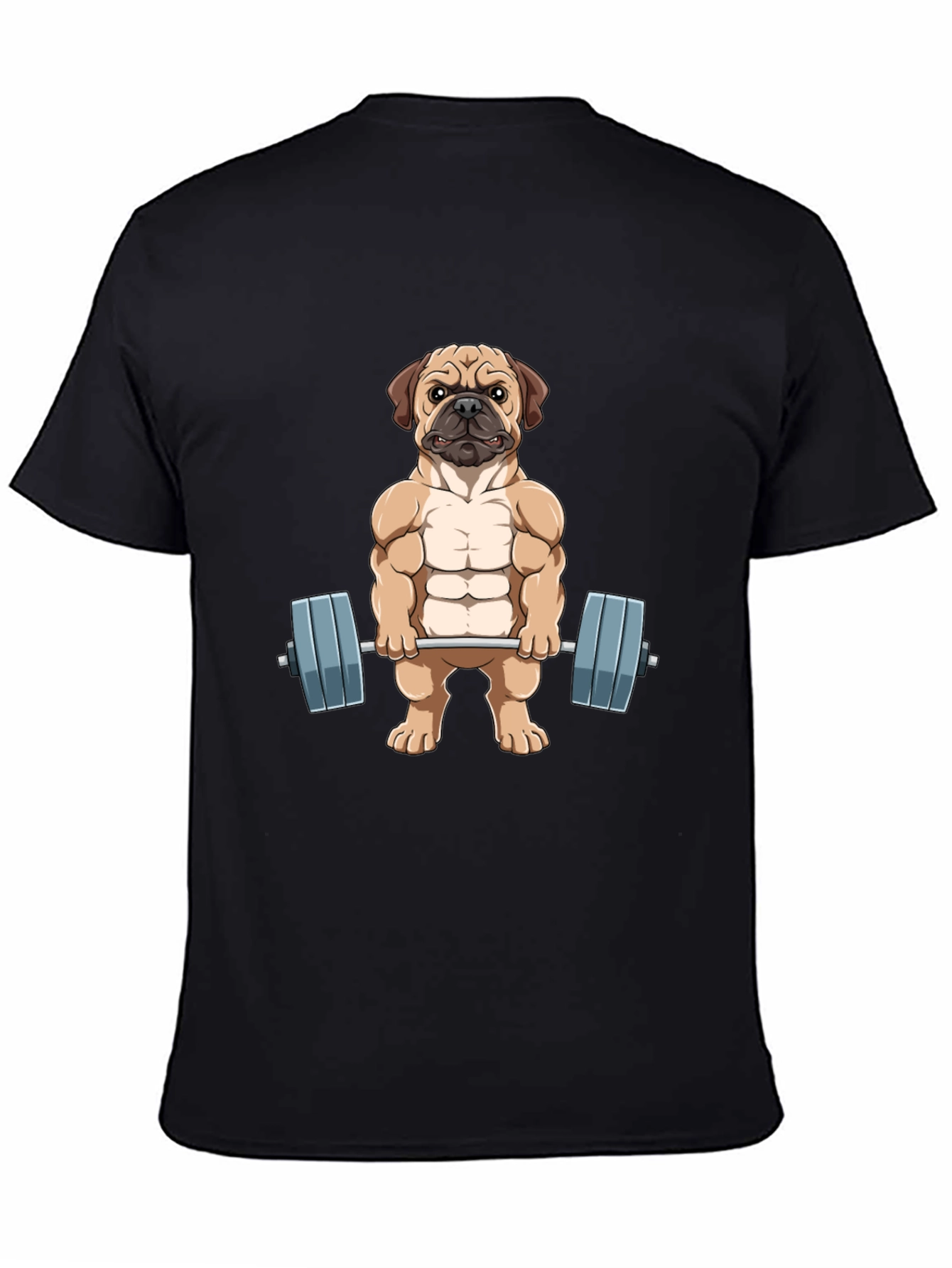 Black Muscle Dog Graphic Tee - Workout Pug T-Shirt view 4