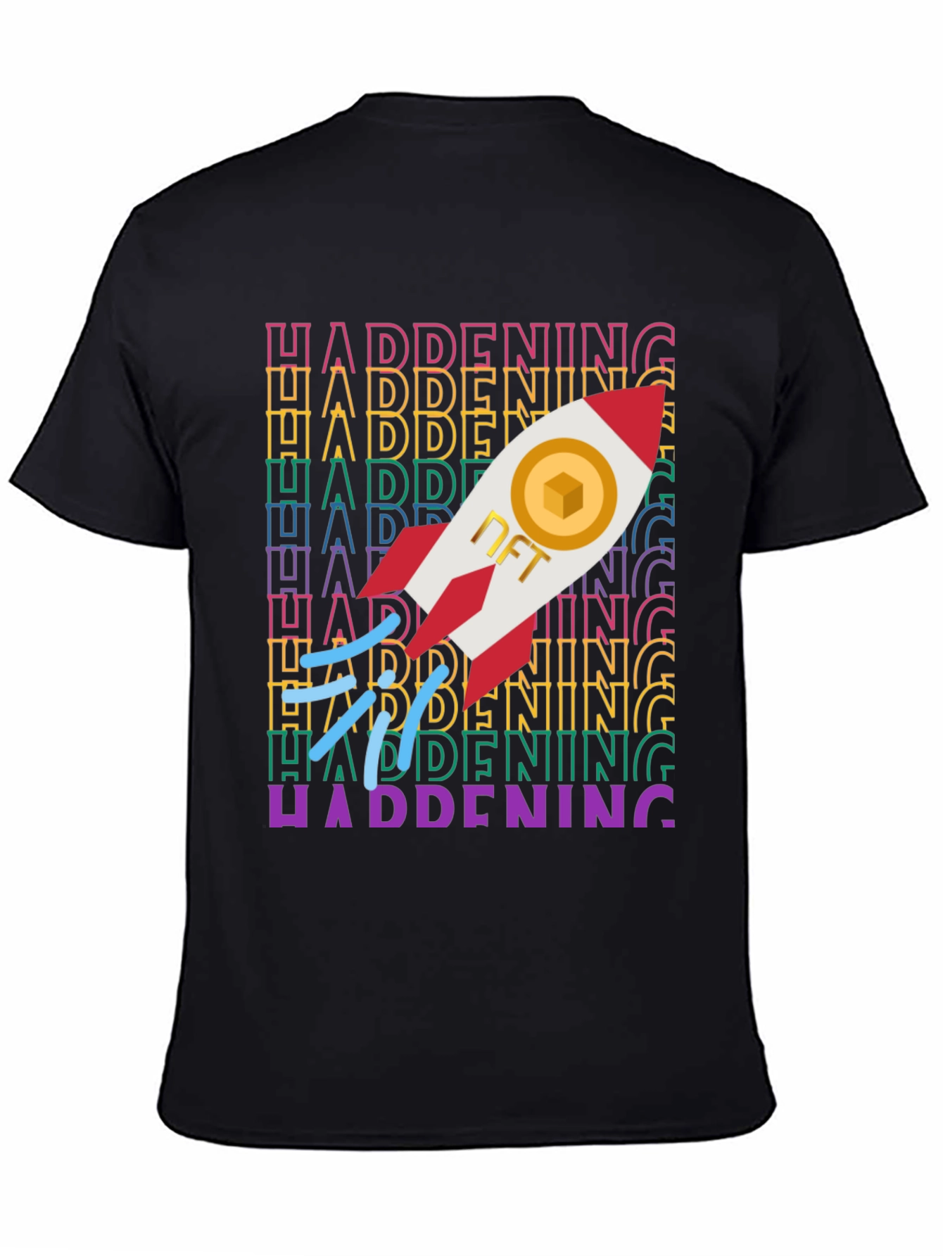 Black NFT Rocket T-Shirt - The Happening view 4