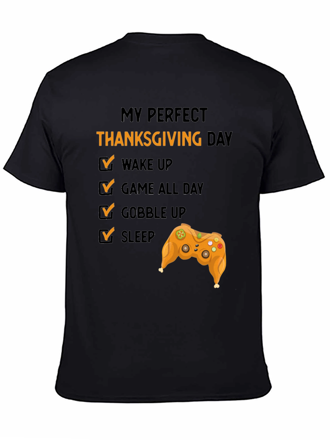 Black Perfect Thanksgiving Day Gamer T-Shirt view 4