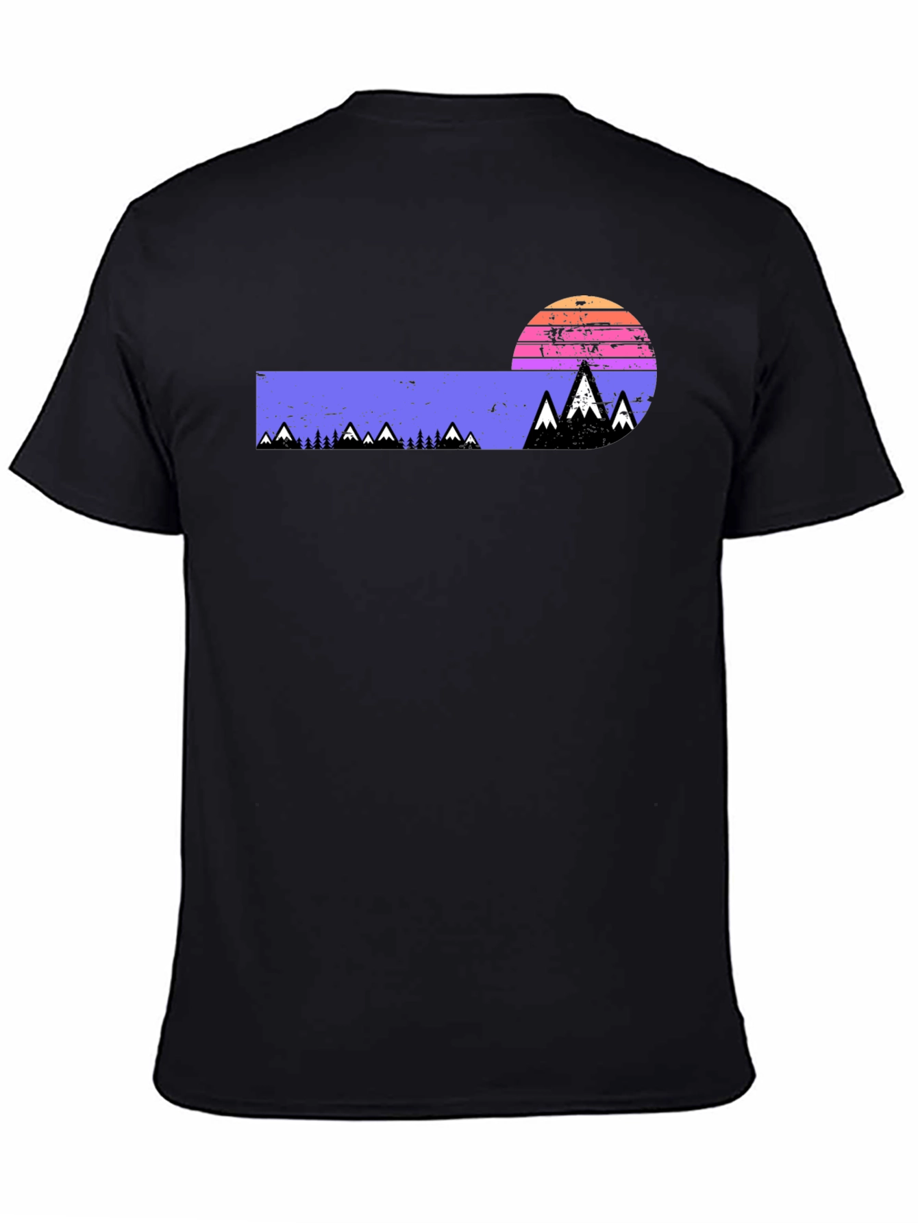 Black Retro Mountain Sunset Graphic Tee view 4