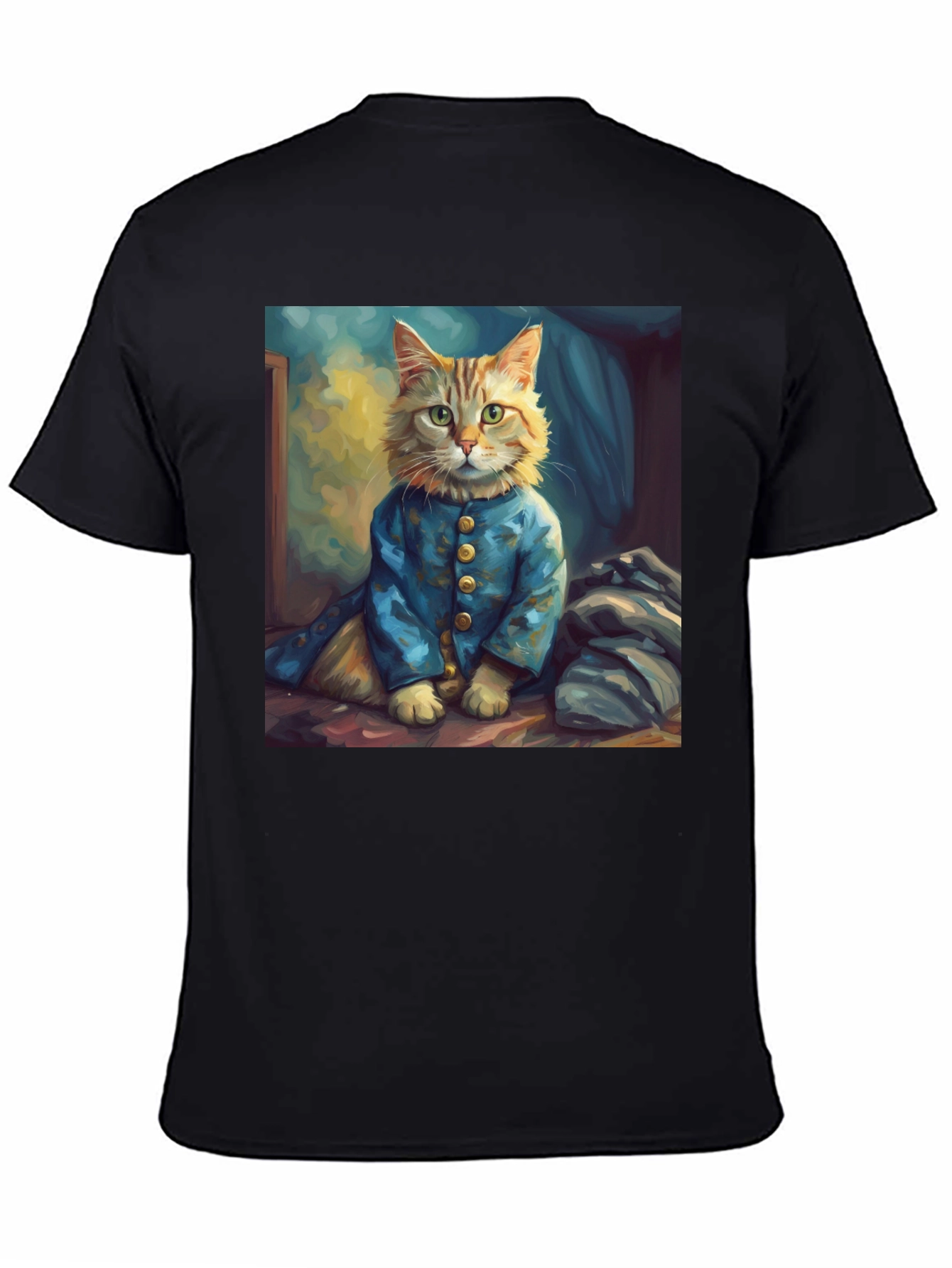 Black Cat Portrait Graphic Tee - Stylish Novelty Shirt view 4