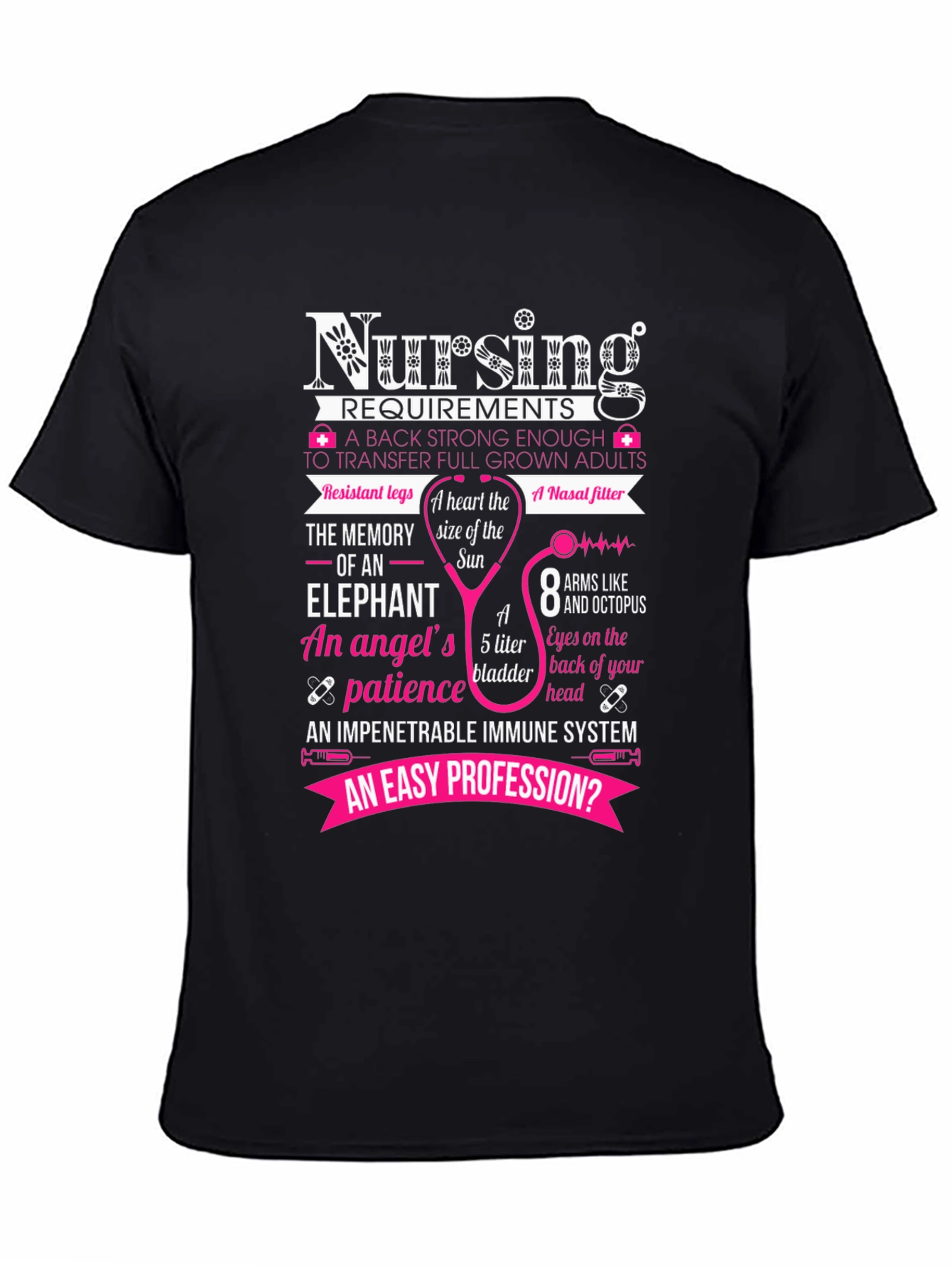Black Nursing Requirements Black T-Shirt view 4
