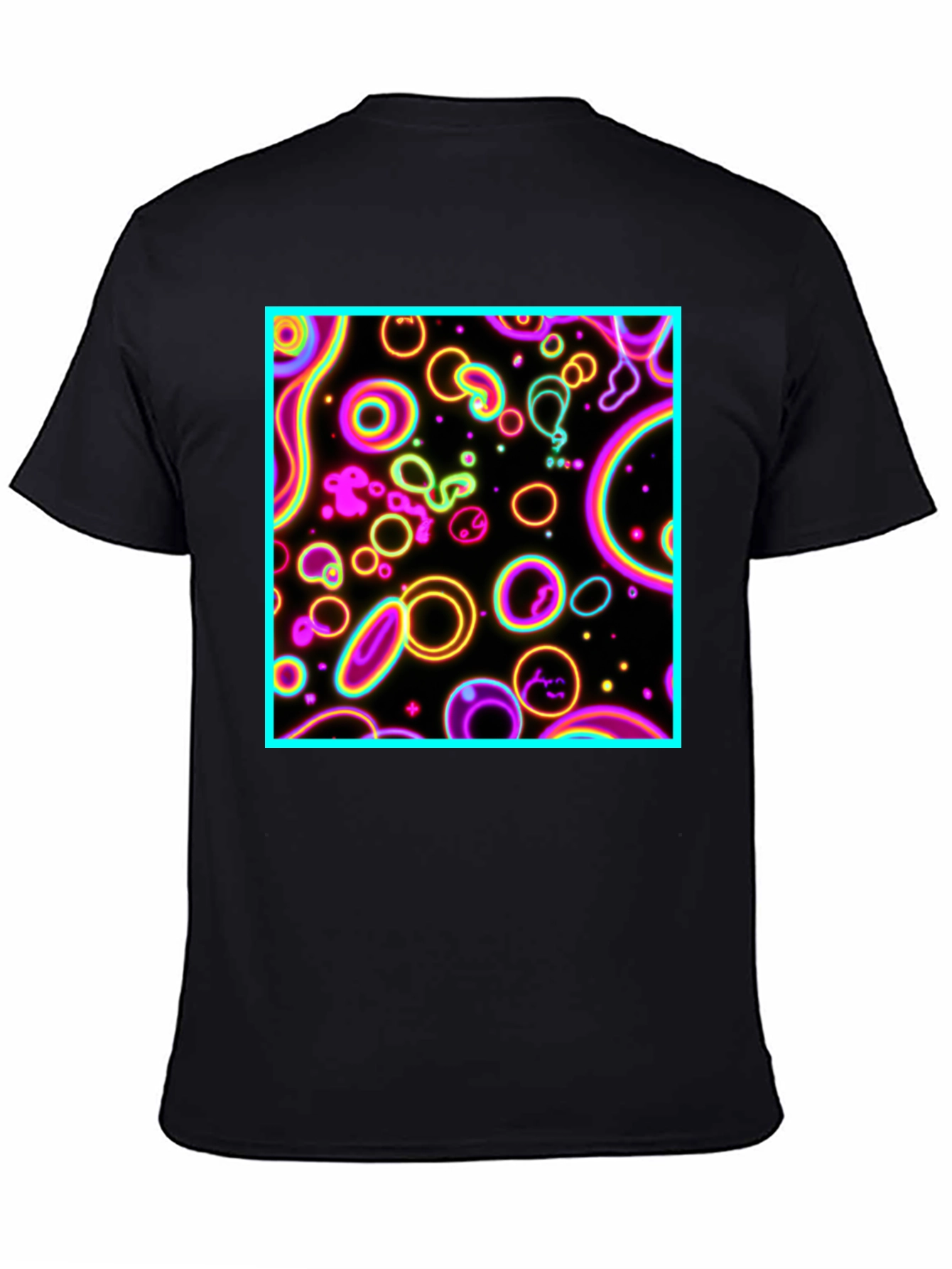 Black Neon Glow Abstract Graphic Print Tee view 4